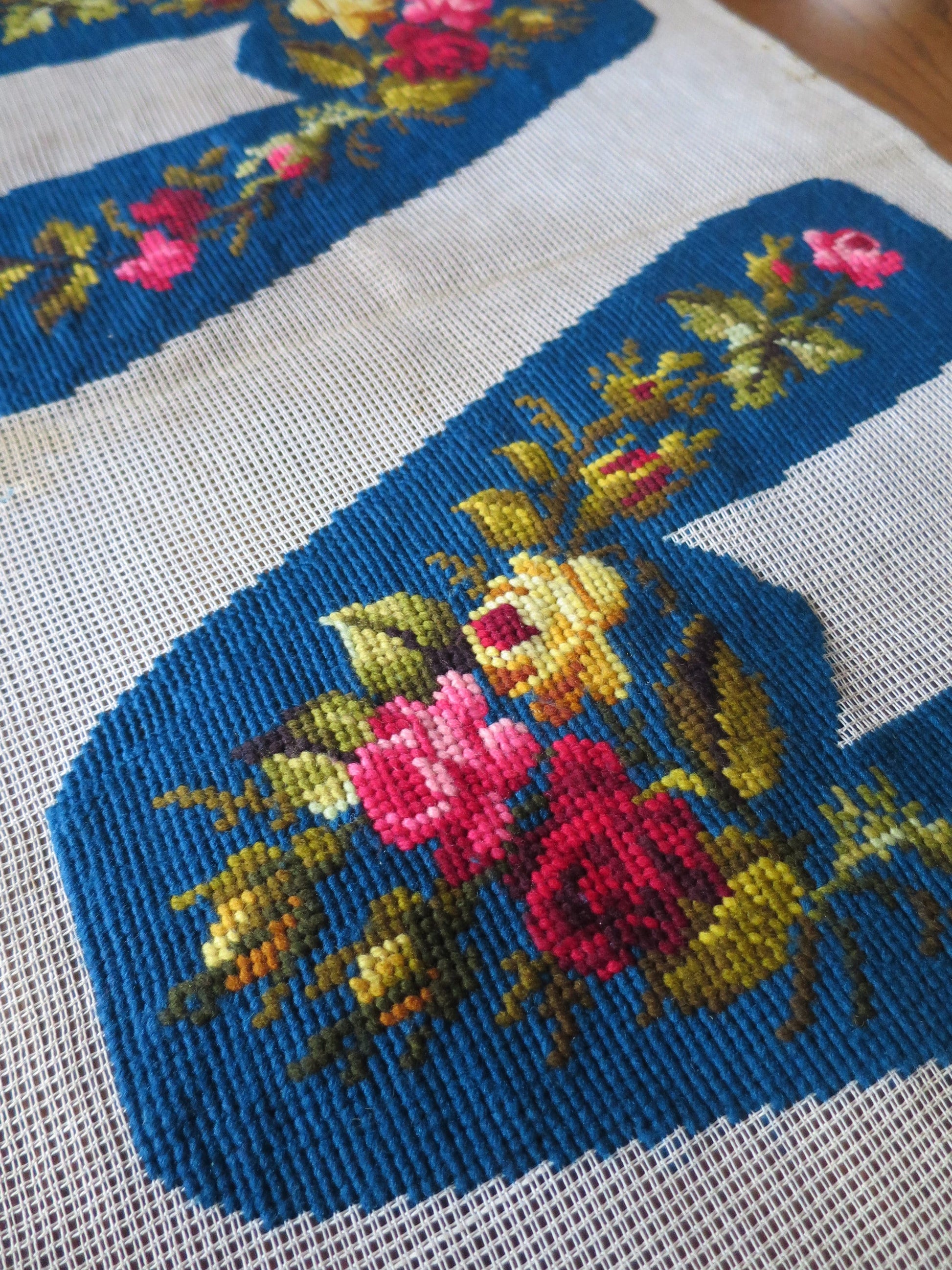Antique 1860's Unused Hand Worked Berlin Wool Work Tapestry Slipper Fronts