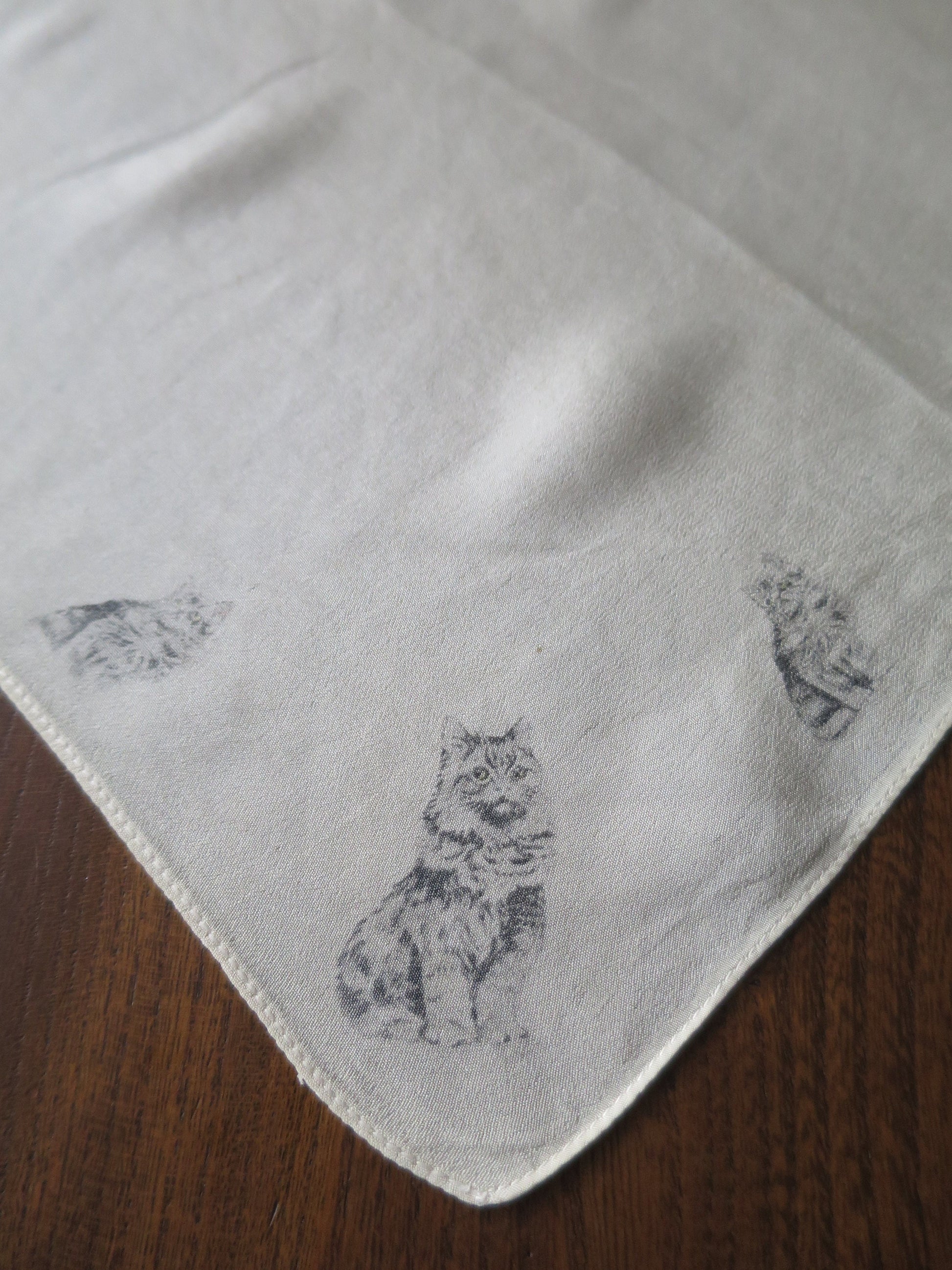 Antique 1920's Childs Silk Handkerchief- Kittens