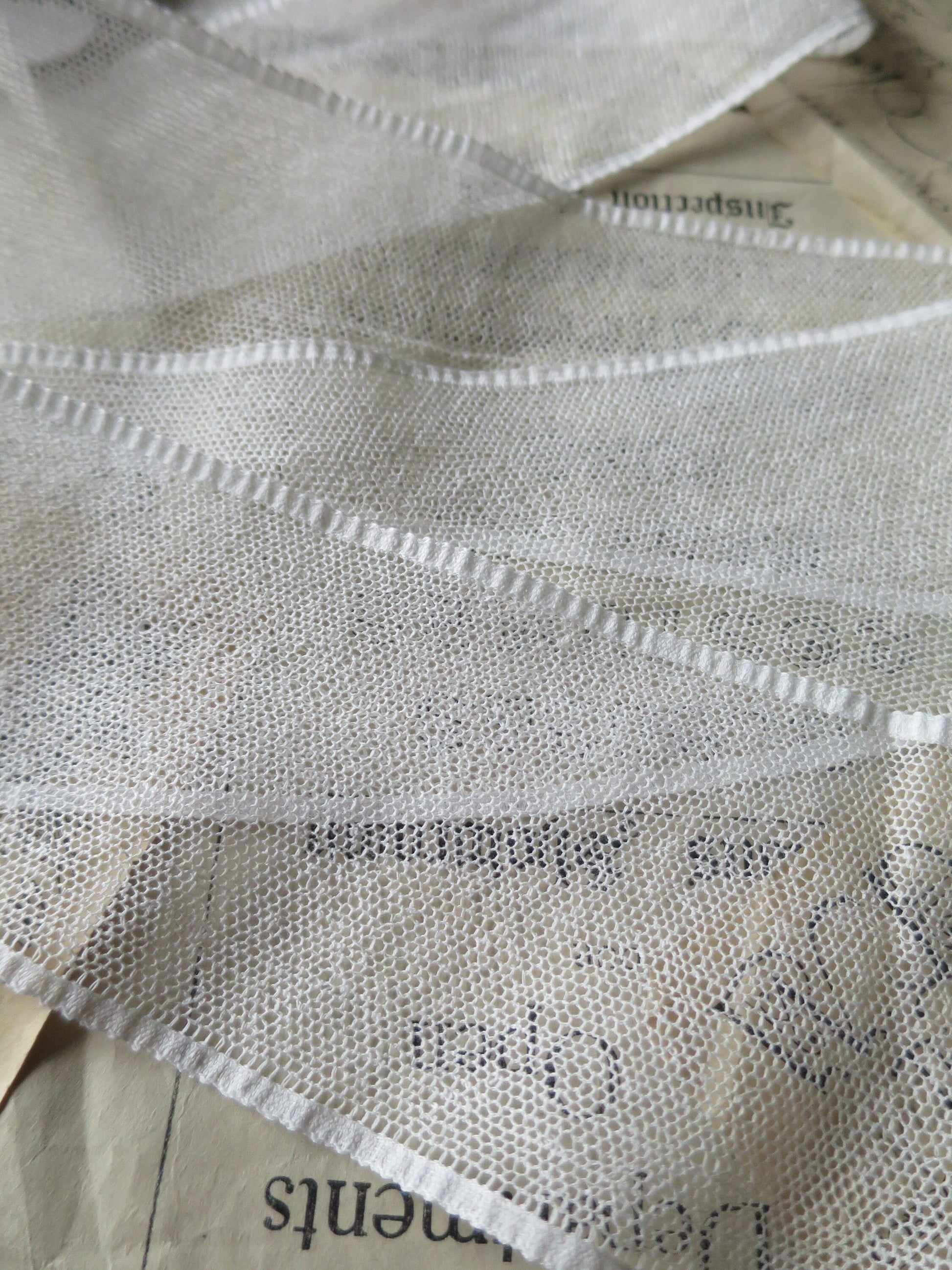 Off White English Nottingham Lace- Plain Net Insertion- 7.8 cm