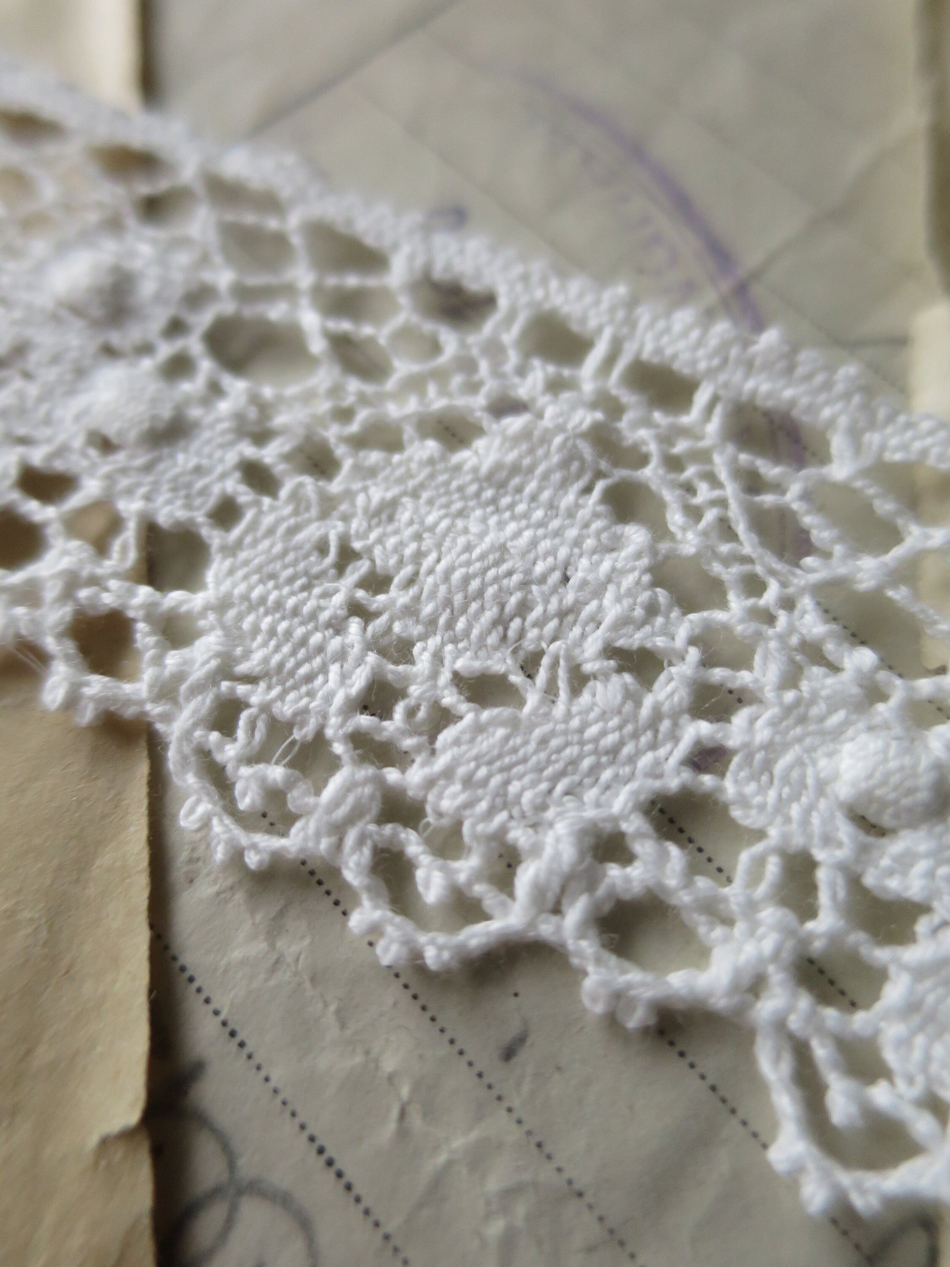 Off White English Nottingham Cluny Lace- Diamond & Raised Spots Torchon Guipure - 4.3 cm