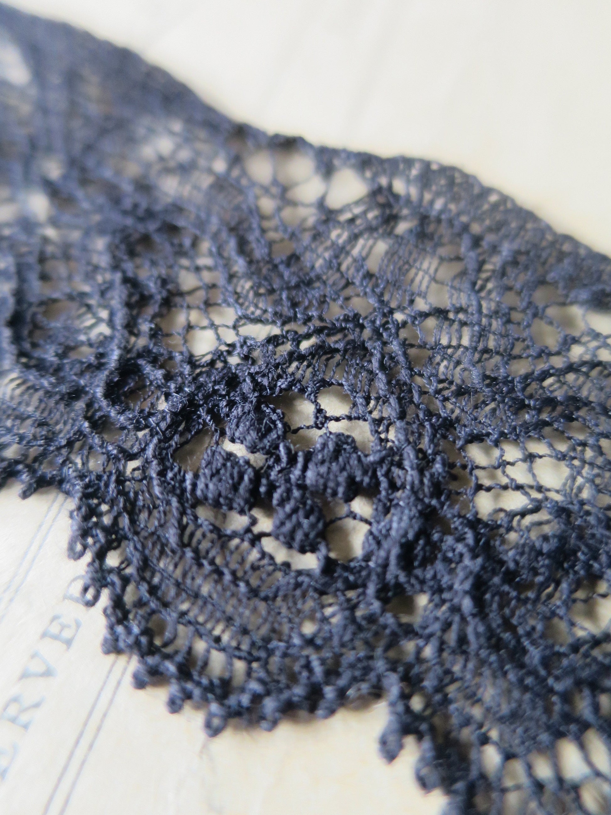 Black English Nottingham Lace- Intricate Frothy Guipure- 3.7 cm