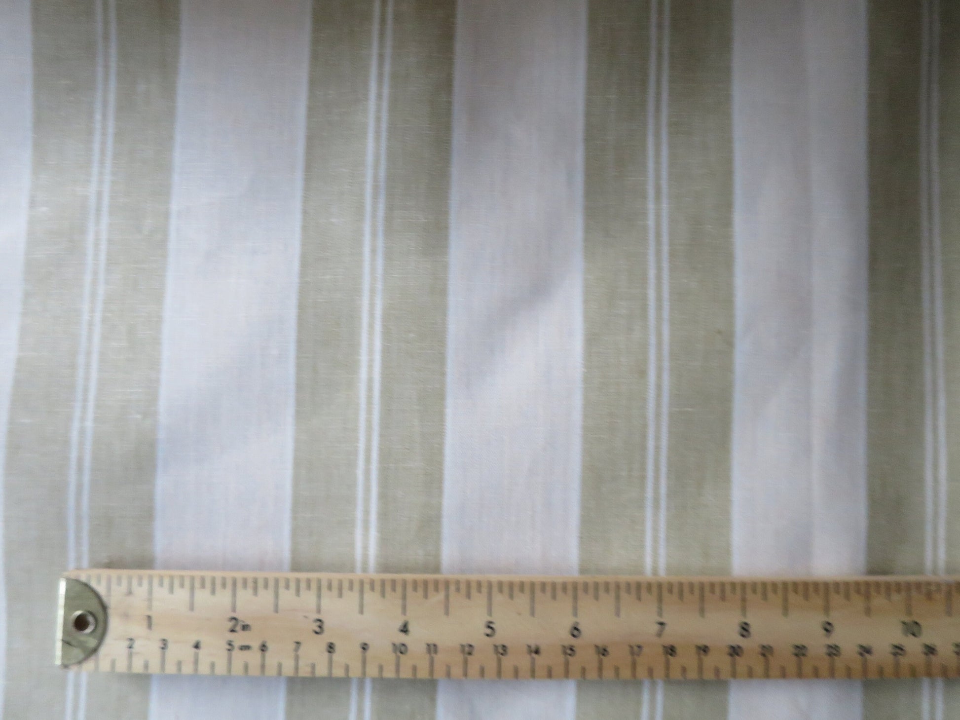 Handwoven Linen Scotch Holland Blind Fabric- Historical 1914- Green & Vanilla- by the Meter- Home Furnishings- Upholstery