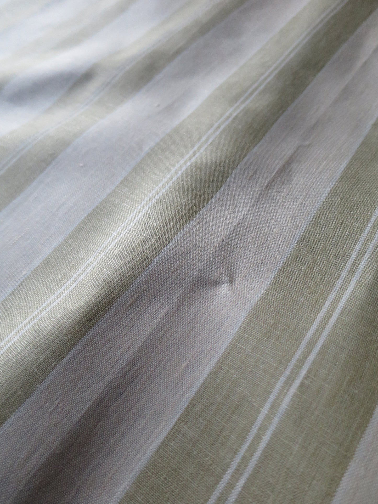 Handwoven Linen Scotch Holland Blind Fabric- Historical 1914- Green & Vanilla- by the Meter- Home Furnishings- Upholstery