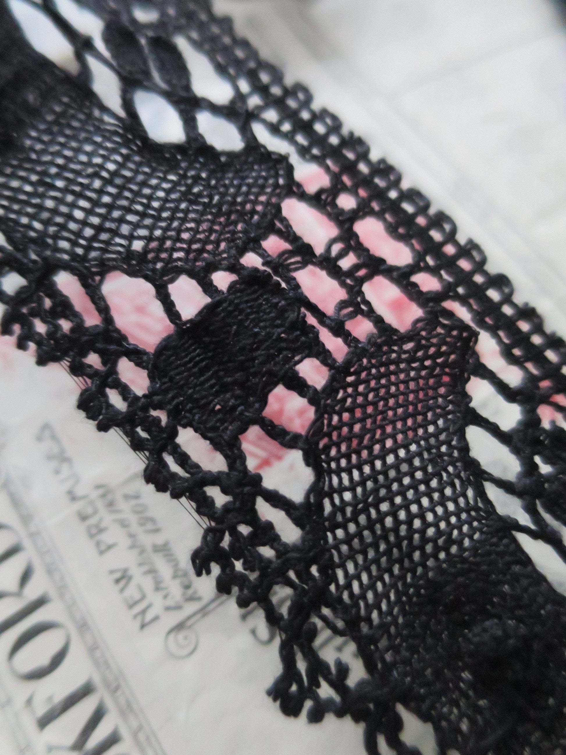 Black English Nottingham Cluny Lace- Torchon Crescents- 5.5 cm