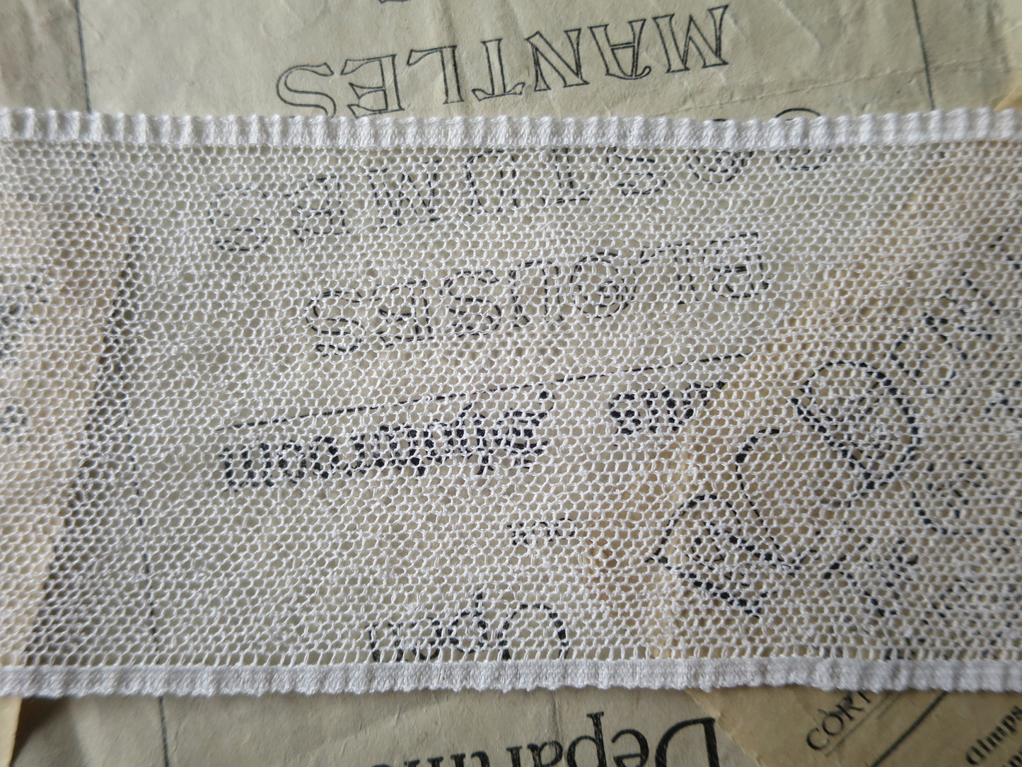 Off White English Nottingham Lace- Plain Net Insertion- 7.8 cm