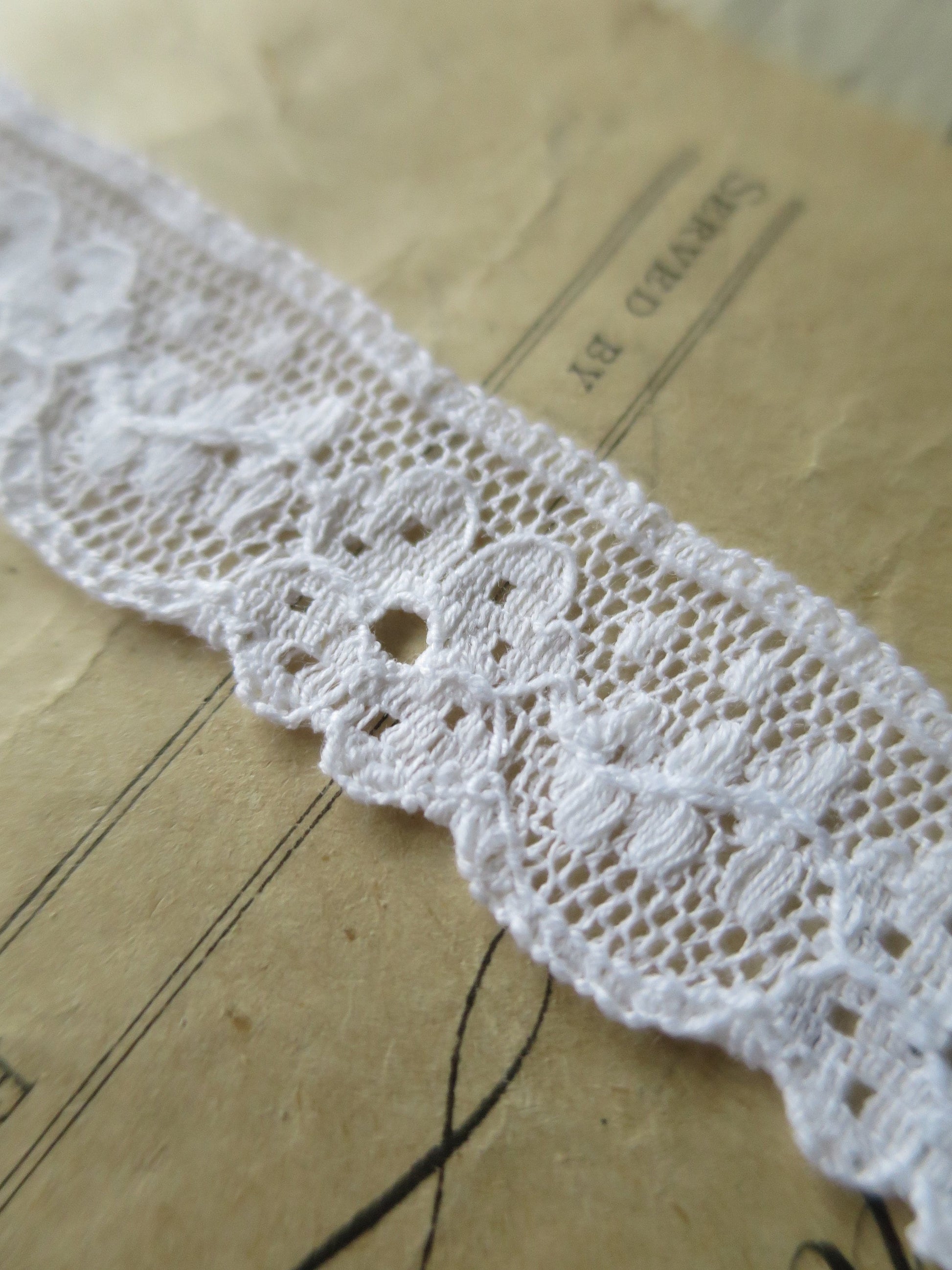 Off White English Nottingham Lace- Floral Point Lace- 1.8 cm