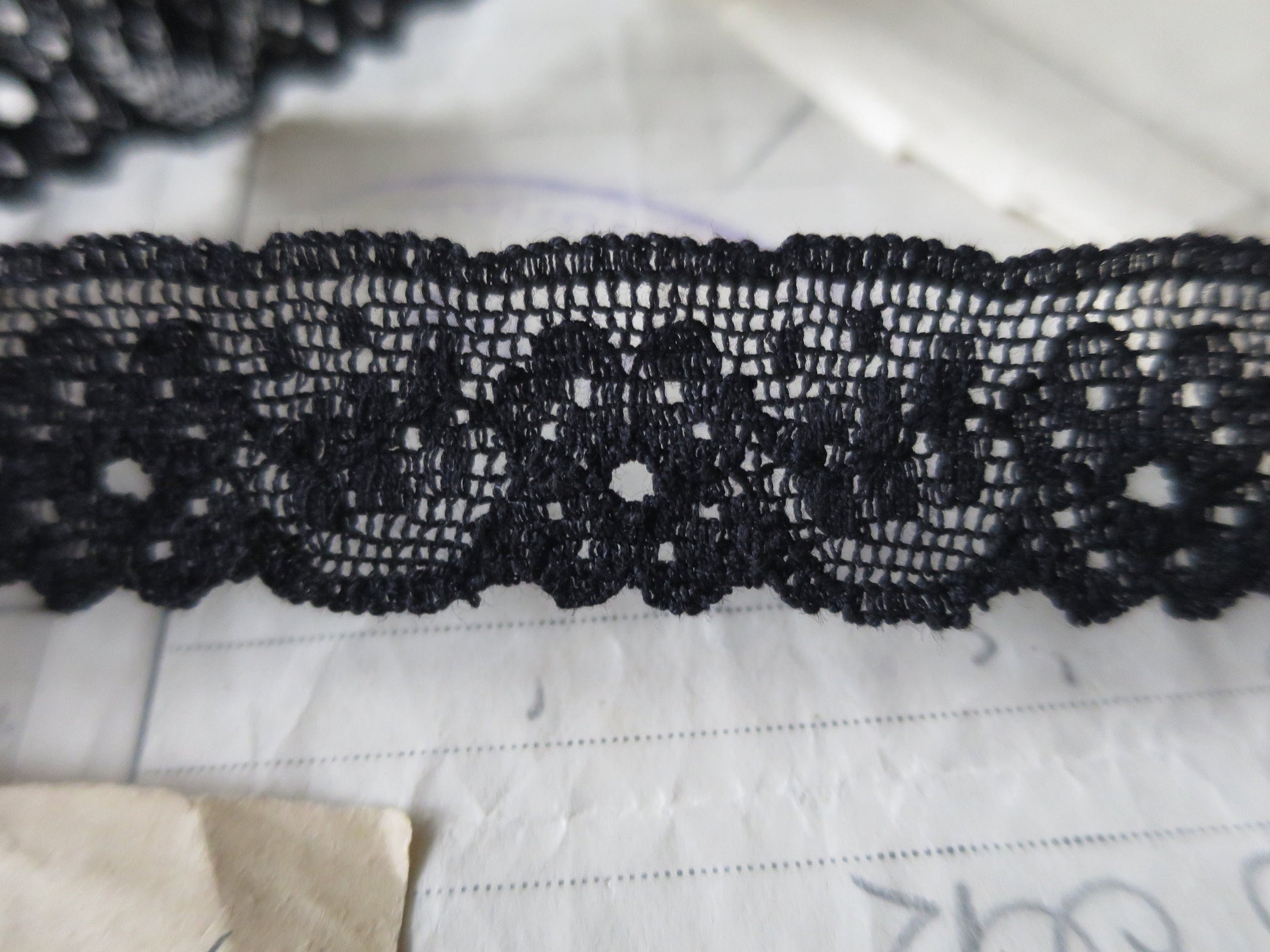Black English Nottingham Lace- Floral Point Lace- 1.8 cm