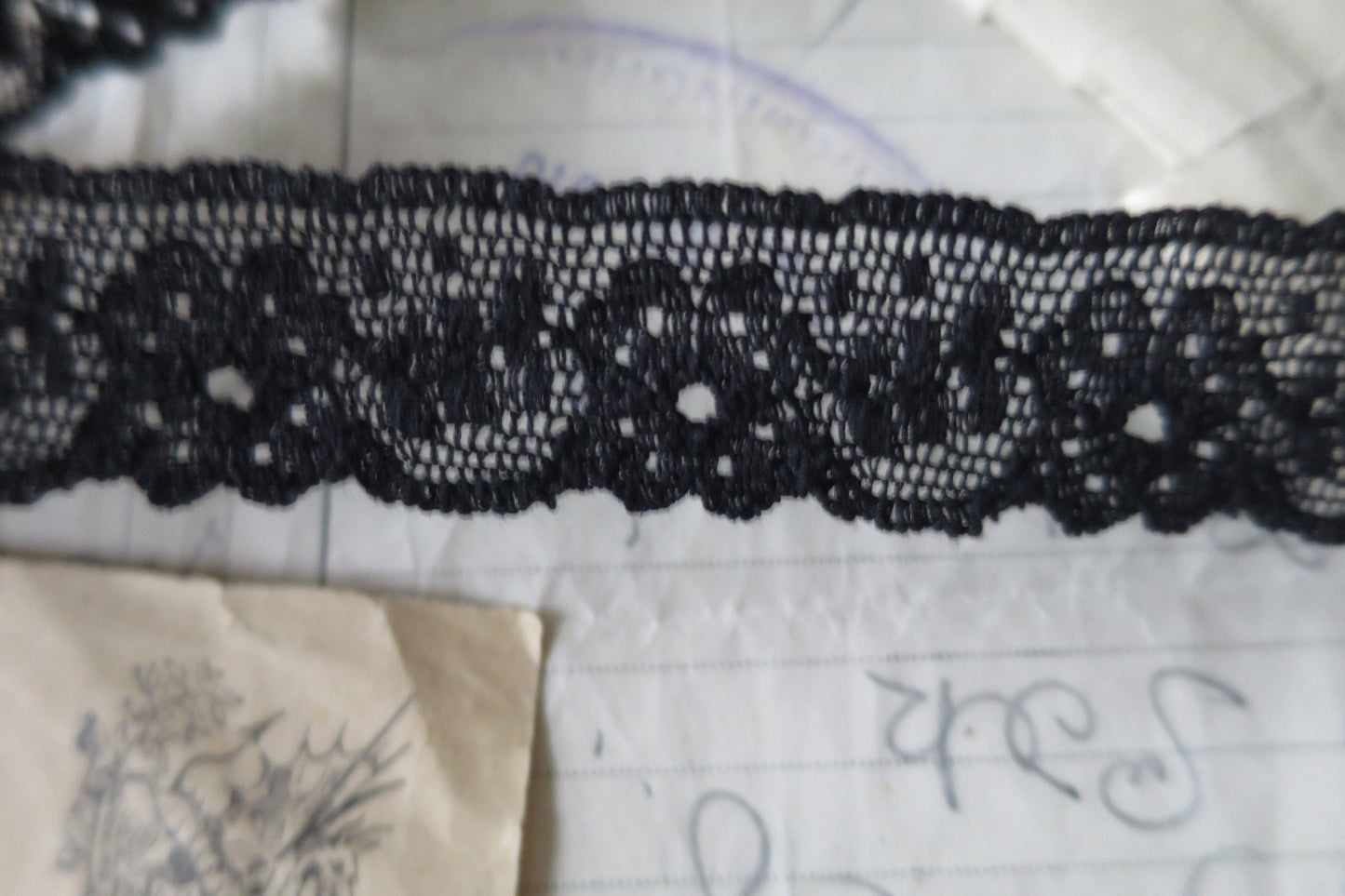 Black English Nottingham Lace- Floral Point Lace- 1.8 cm