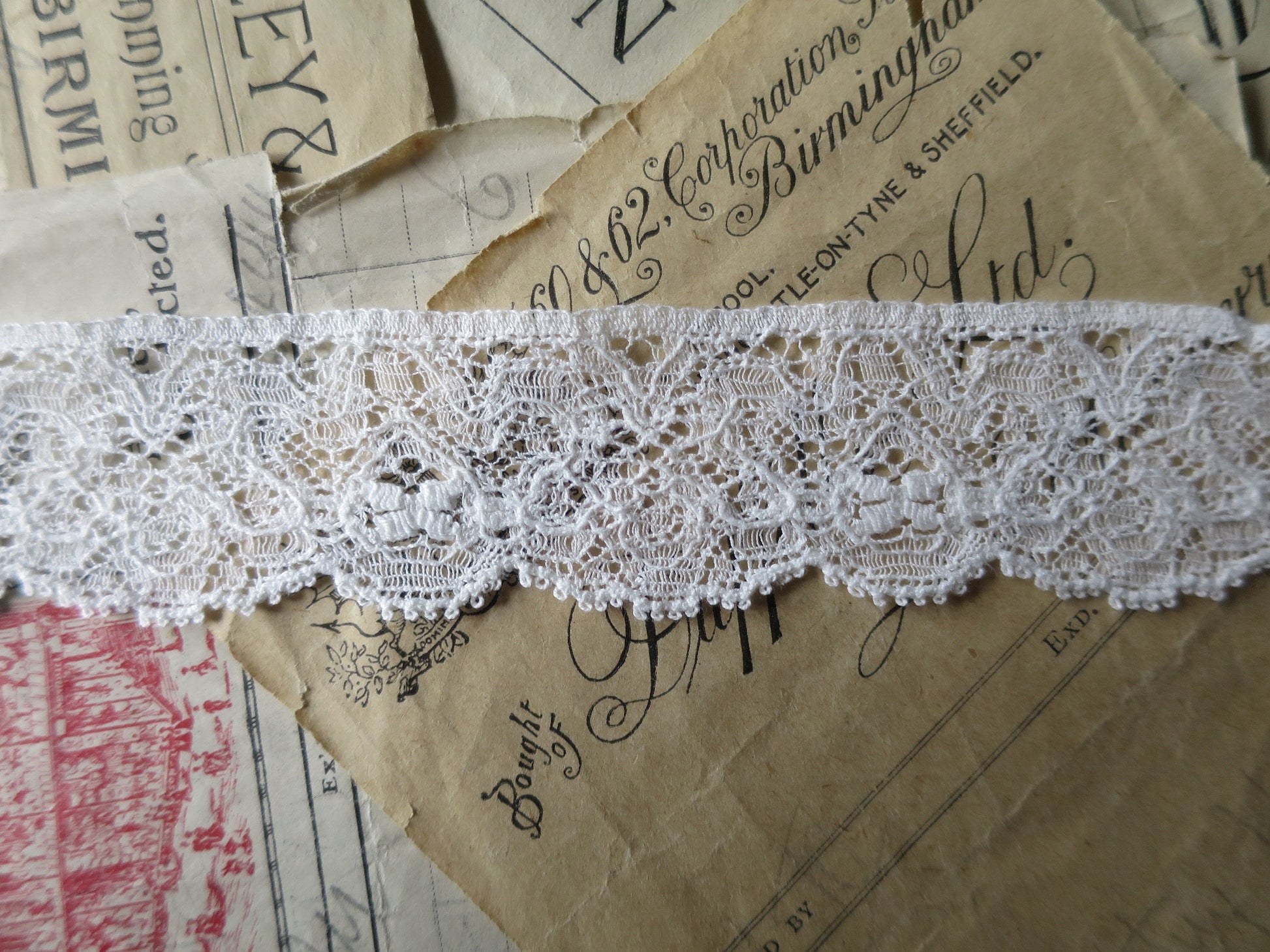 Off White English Nottingham Lace- Intricate Frothy Guipure- 3.7 cm