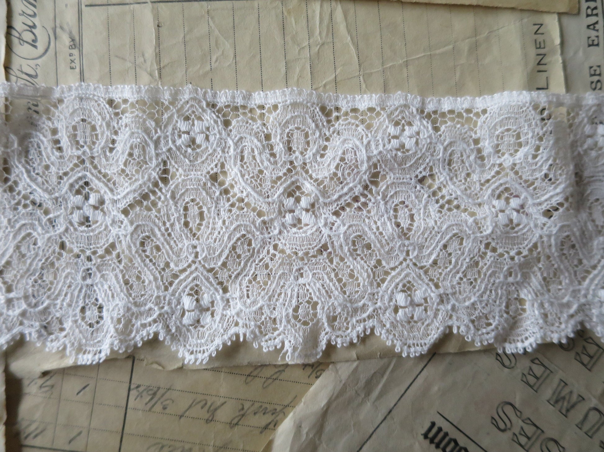 Off White English Nottingham Lace- Intricate Frothy Guipure- 7.5 cm
