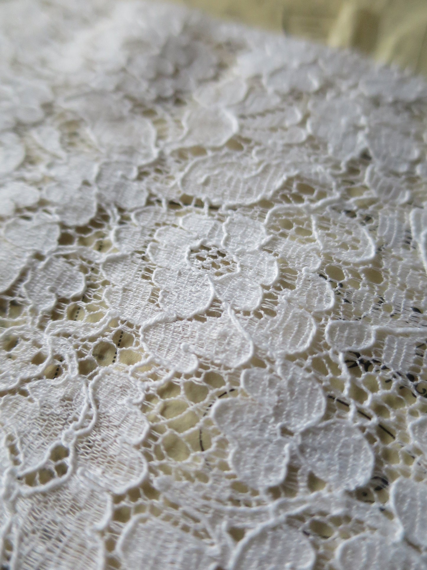 White English Nottingham Lace- Floral Honiton- 16 cm
