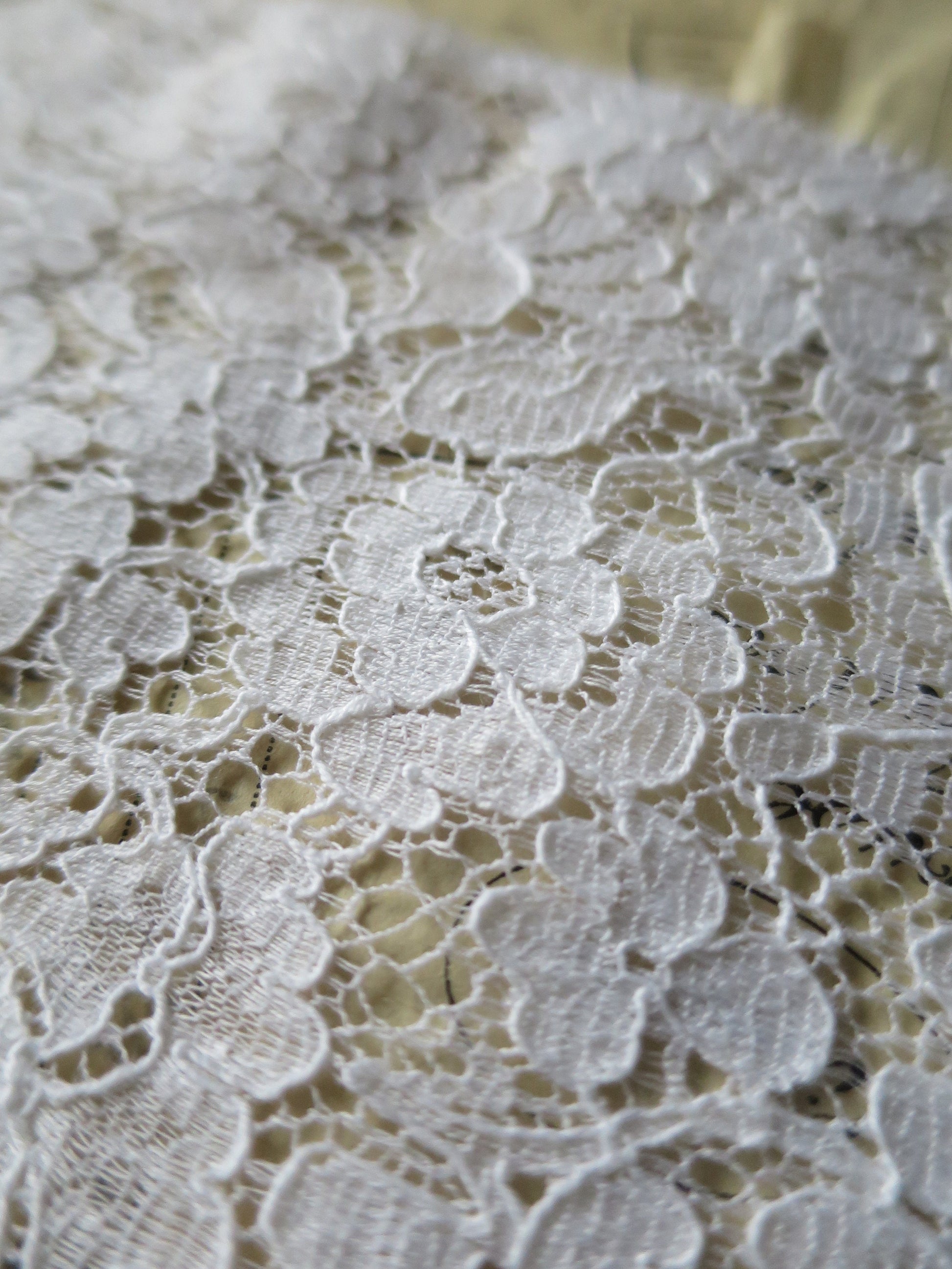 White English Nottingham Lace- Floral Honiton- 16 cm