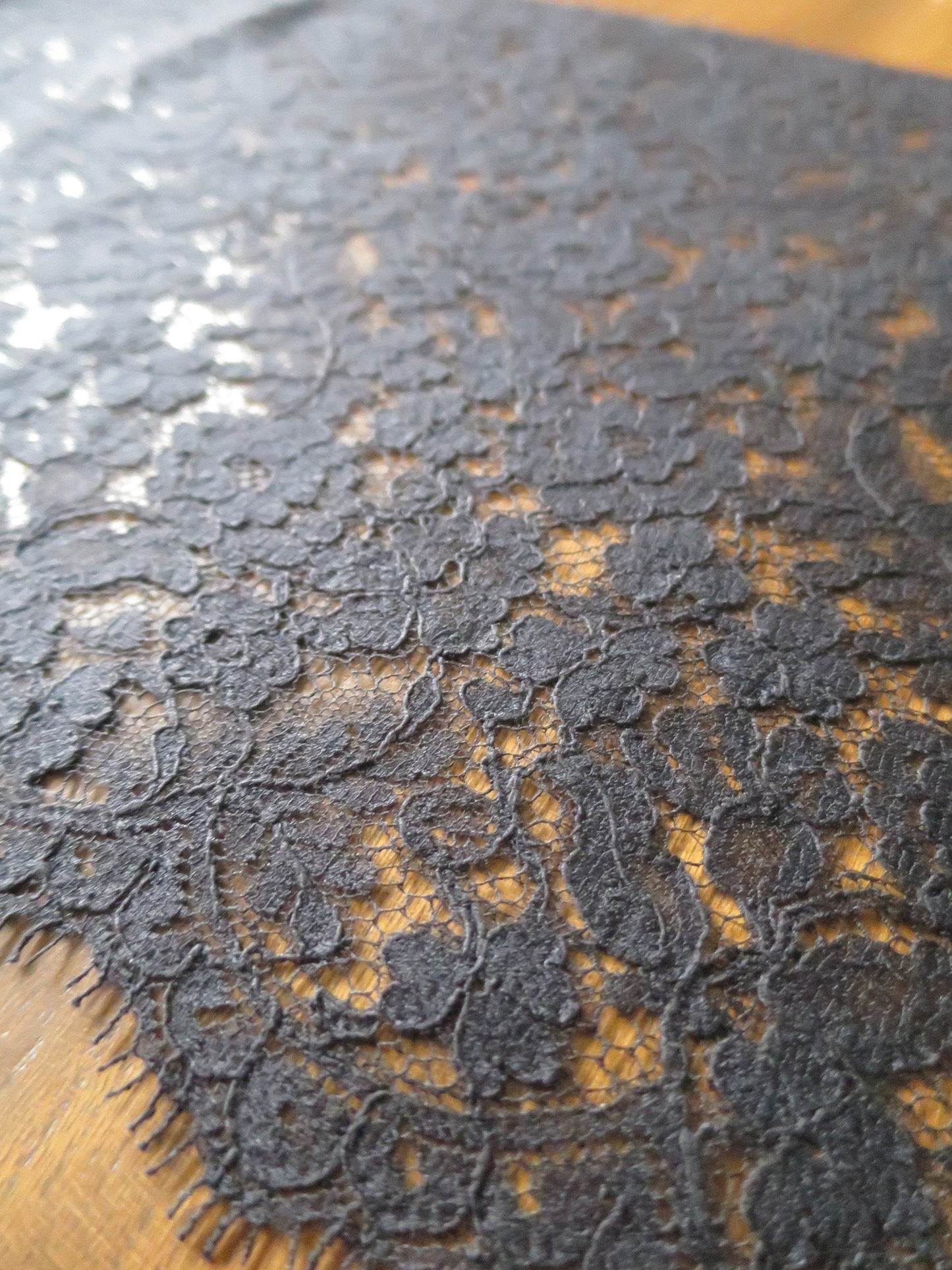 Black English Nottingham Lace- Floral Honiton- 30 cm