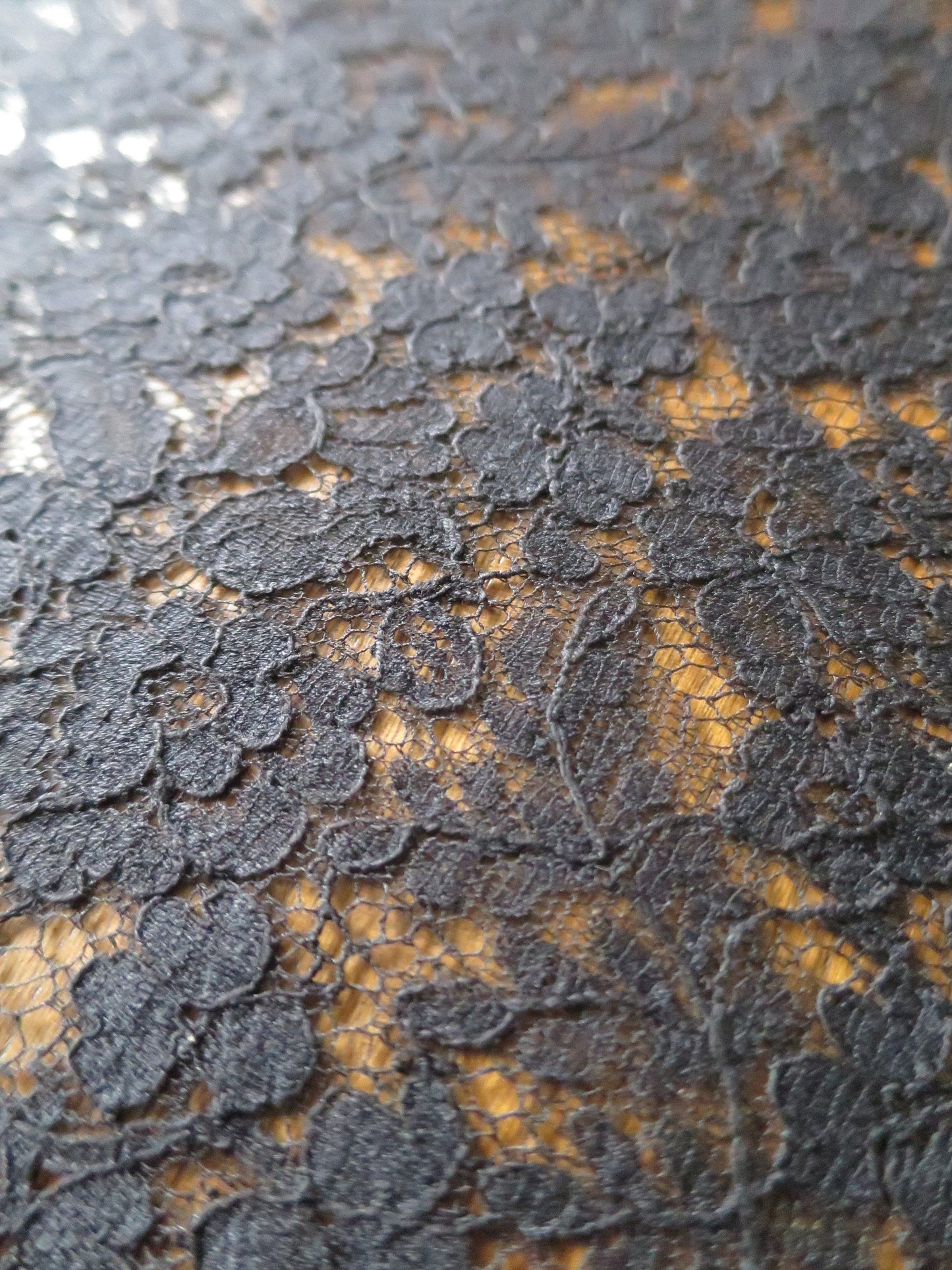 Black English Nottingham Lace- Floral Honiton- 30 cm- Sold by the Half Meter