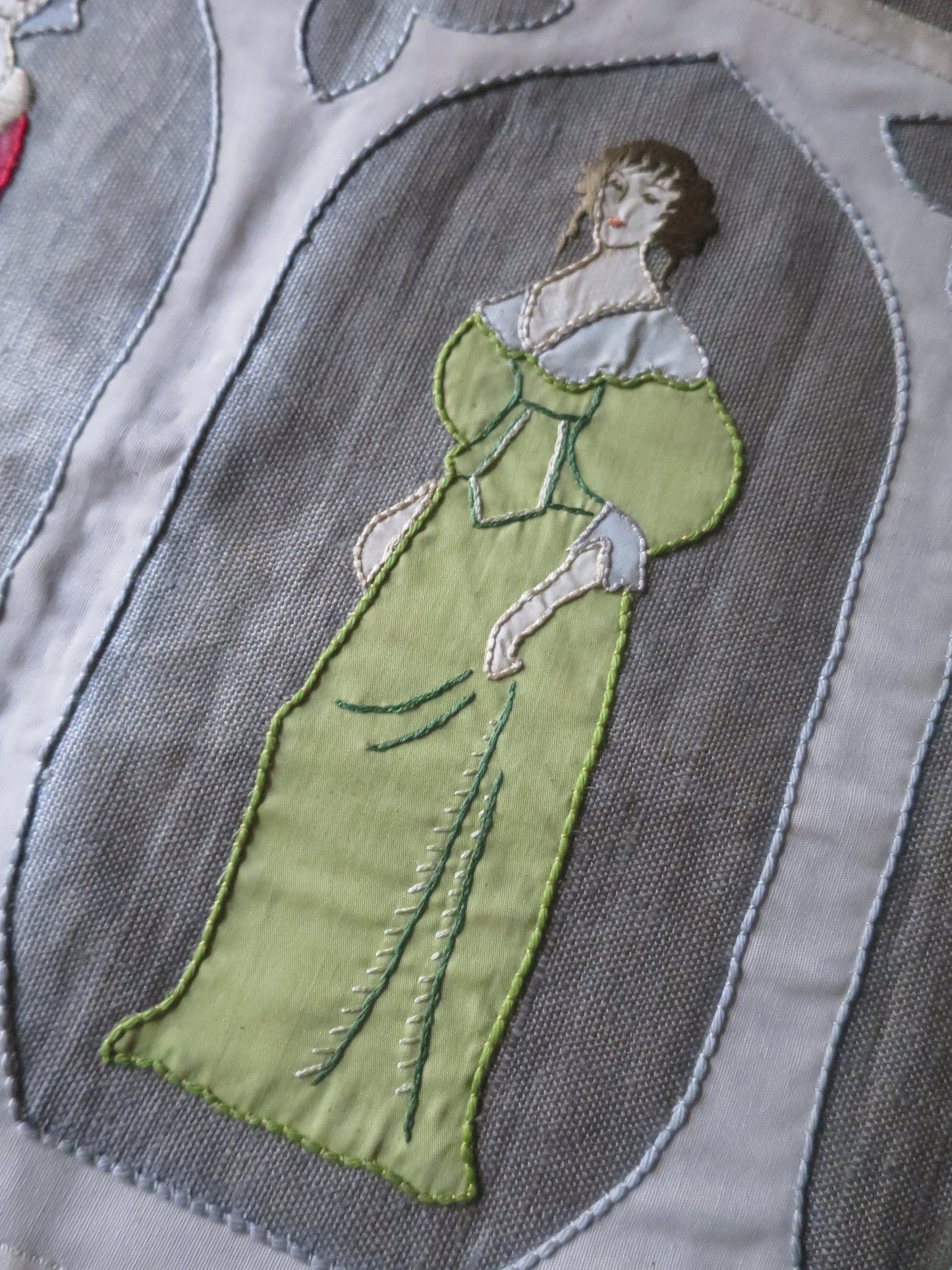 Vintage Hand Embroidered Applique Wall Hanging