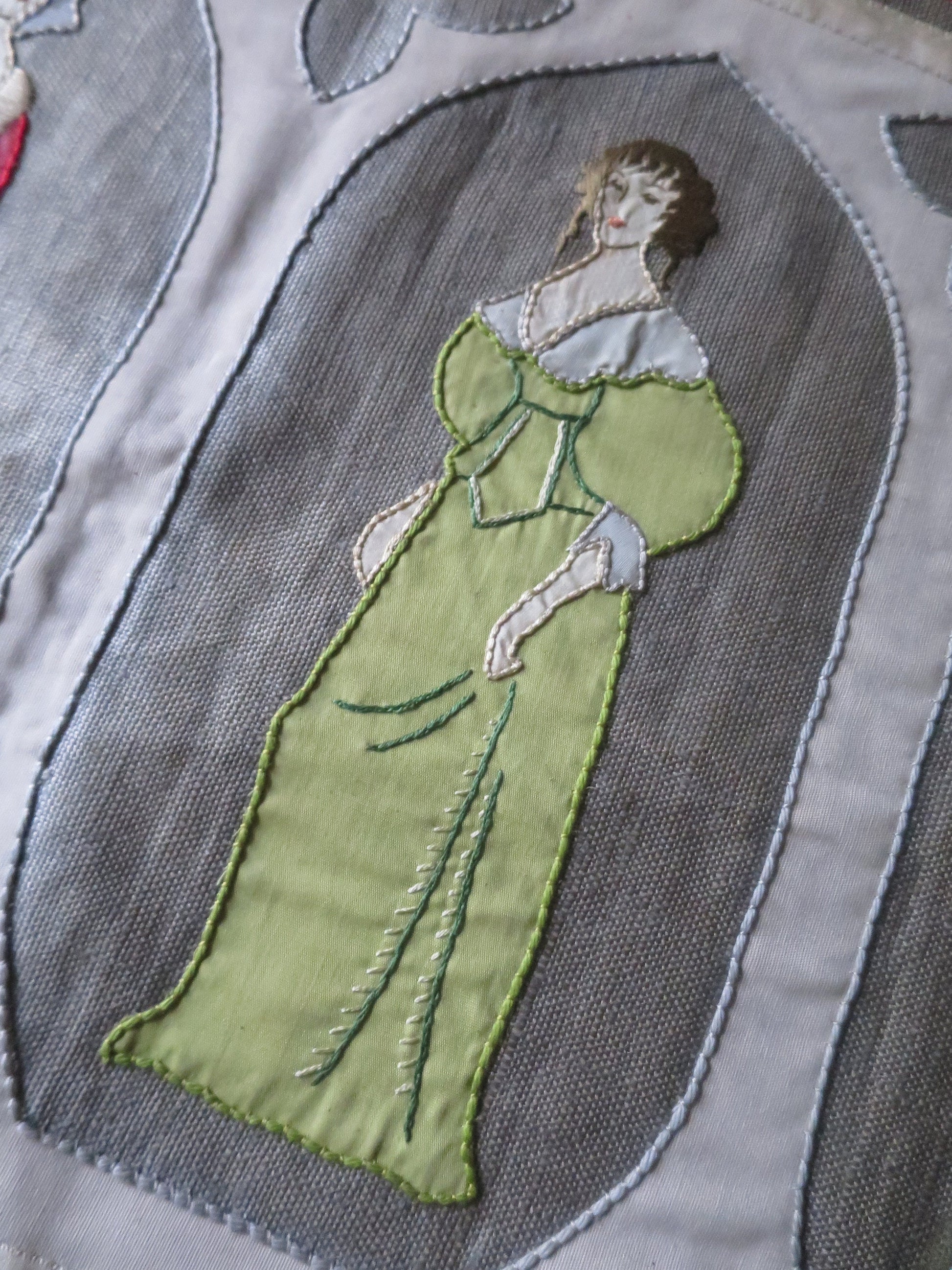 Vintage Hand Embroidered Applique Wall Hanging