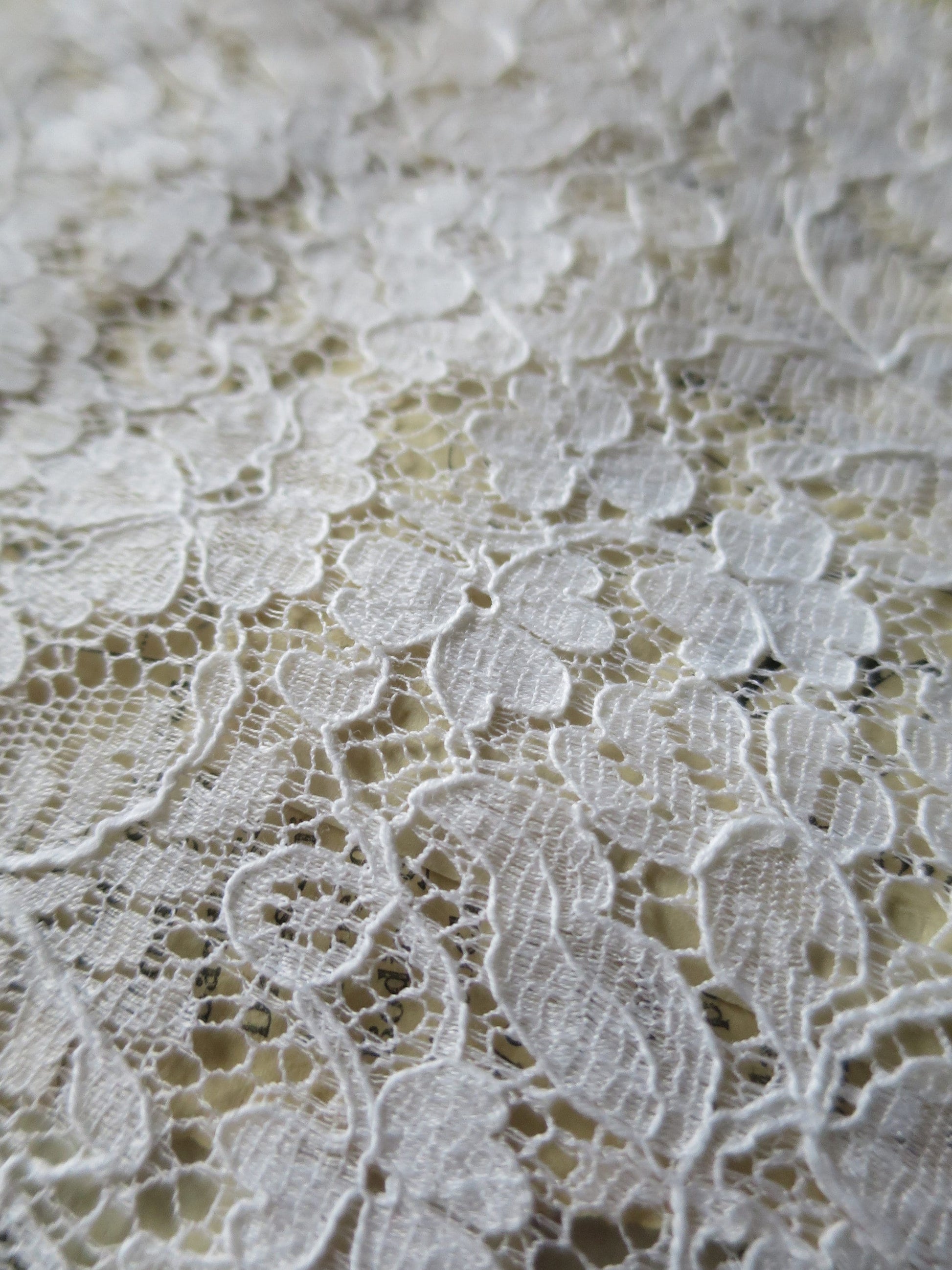 White English Nottingham Lace- Floral Honiton- 16 cm