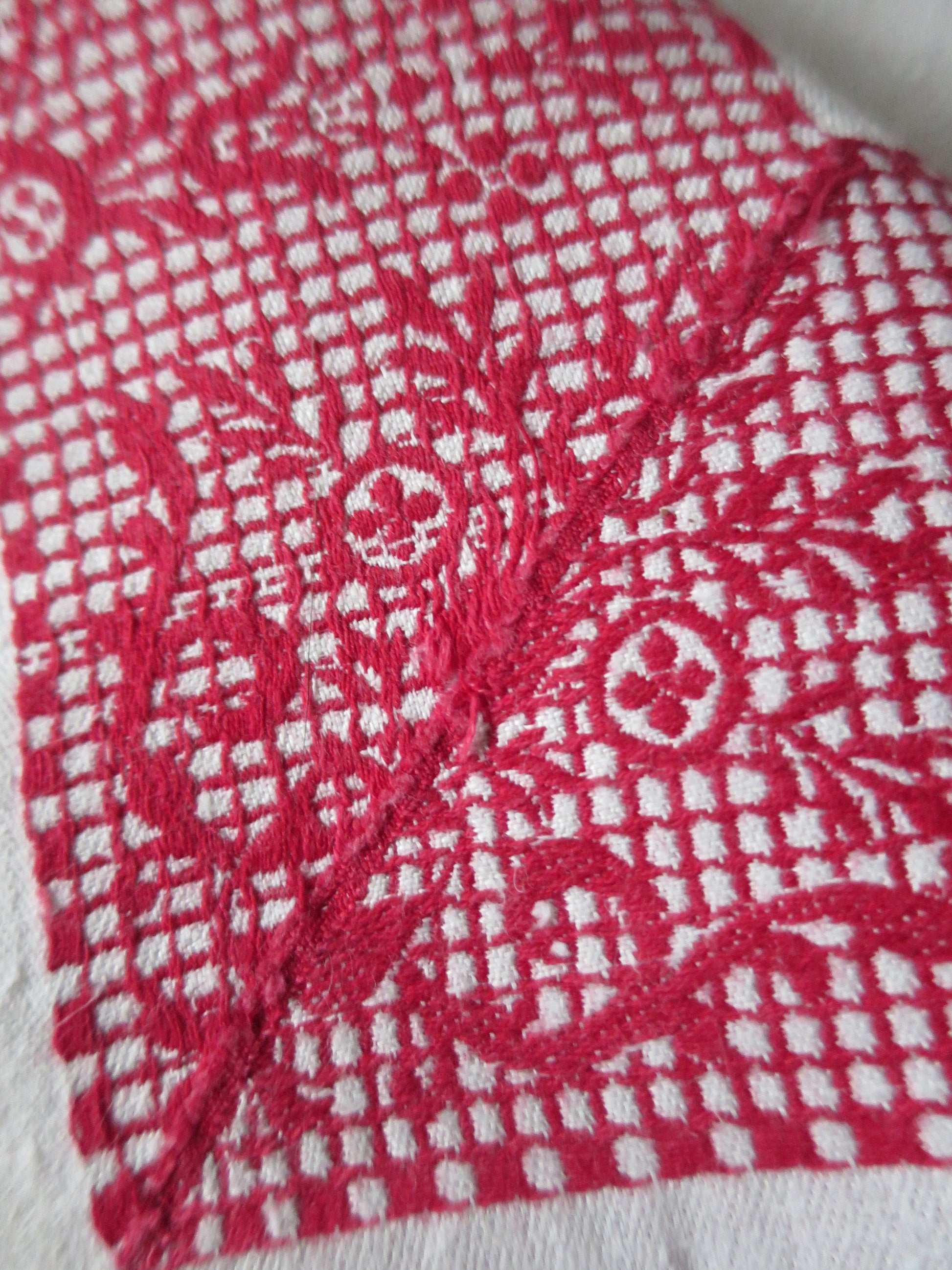 Antique Irish Linen Table Cloth- Darned Hand Embroidery