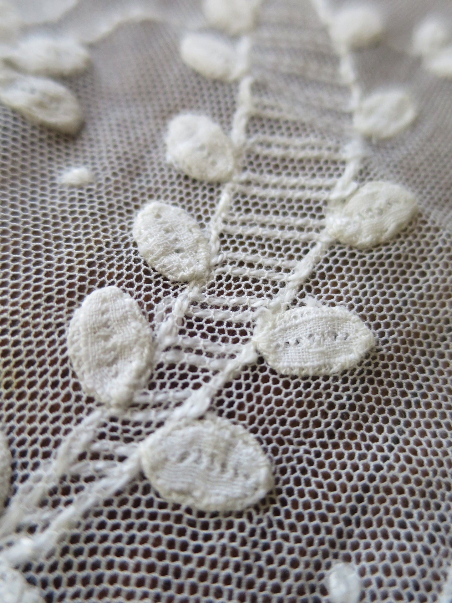 Antique Edwardian Applied Tape Lace & Needle run Net Bertha Collar