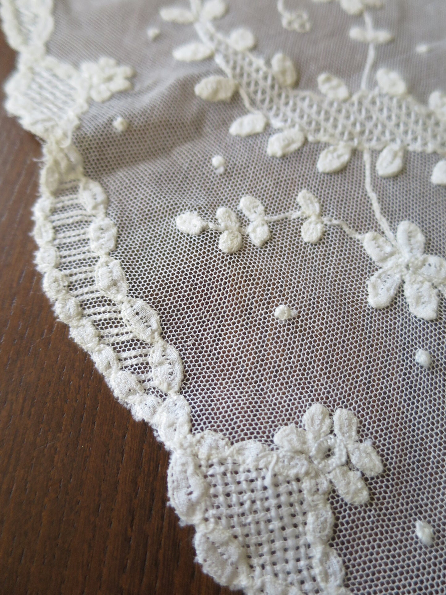 Antique Edwardian Applied Tape Lace & Needle run Net Bertha Collar