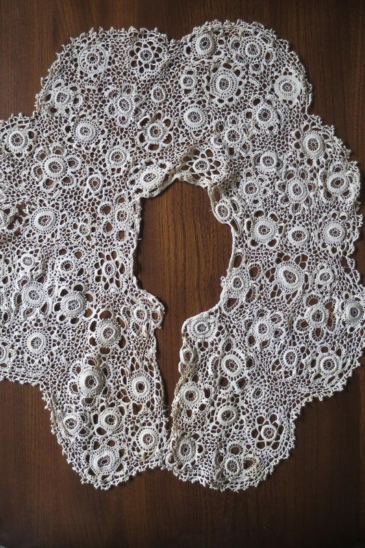 Antique Hand Crochet Lace Collar- 1840's