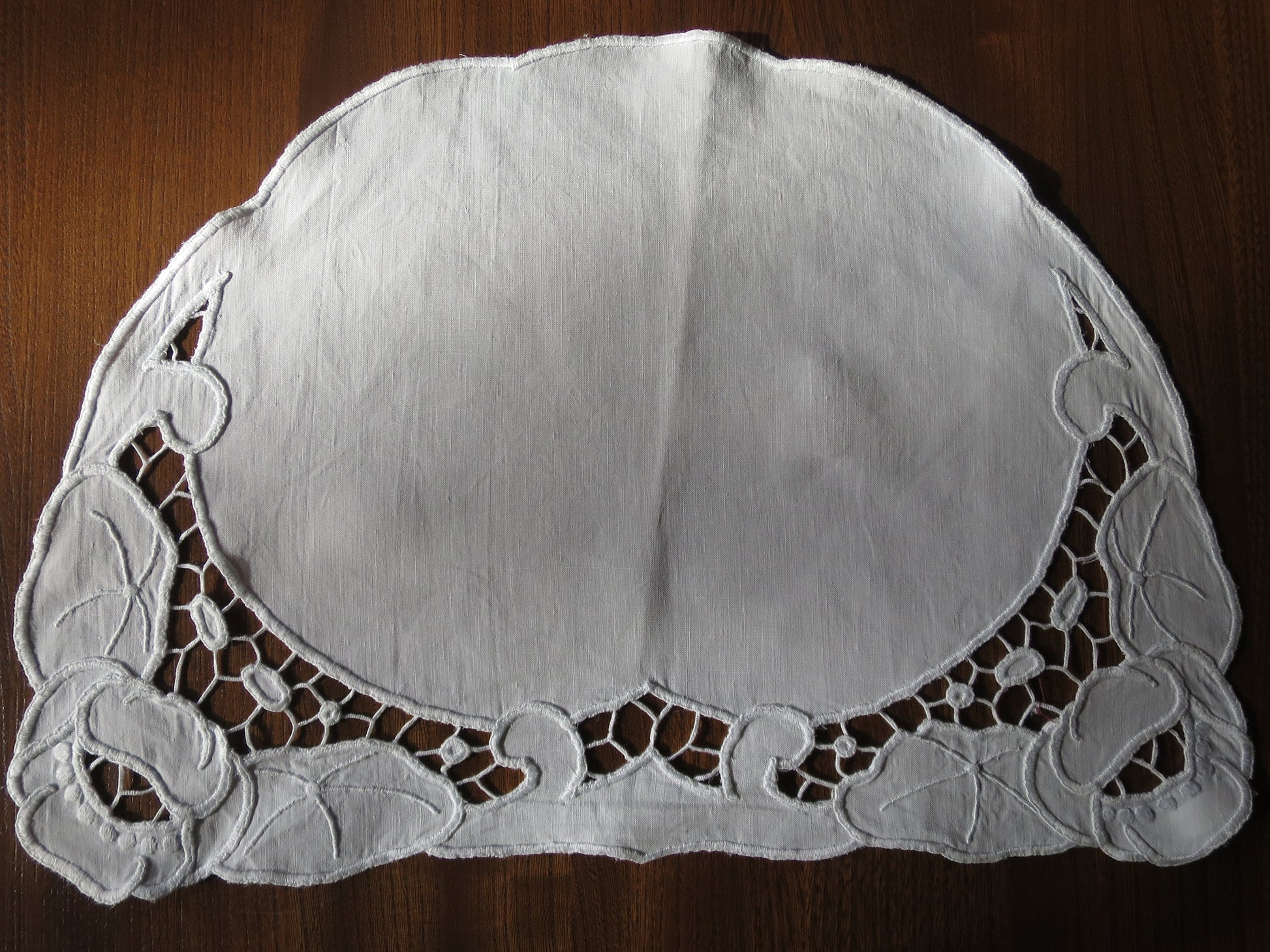Antique Edwardian Irish Linen Tea Cosy- Whitework Cutwork Hand Embroidery