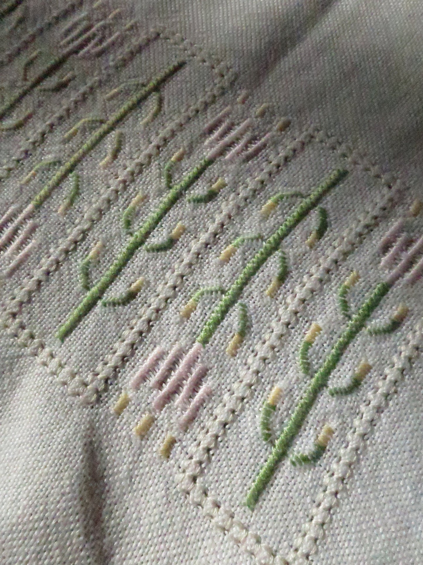 Vintage Table Runner- Pastel Cross Stitch Hand Embroidery