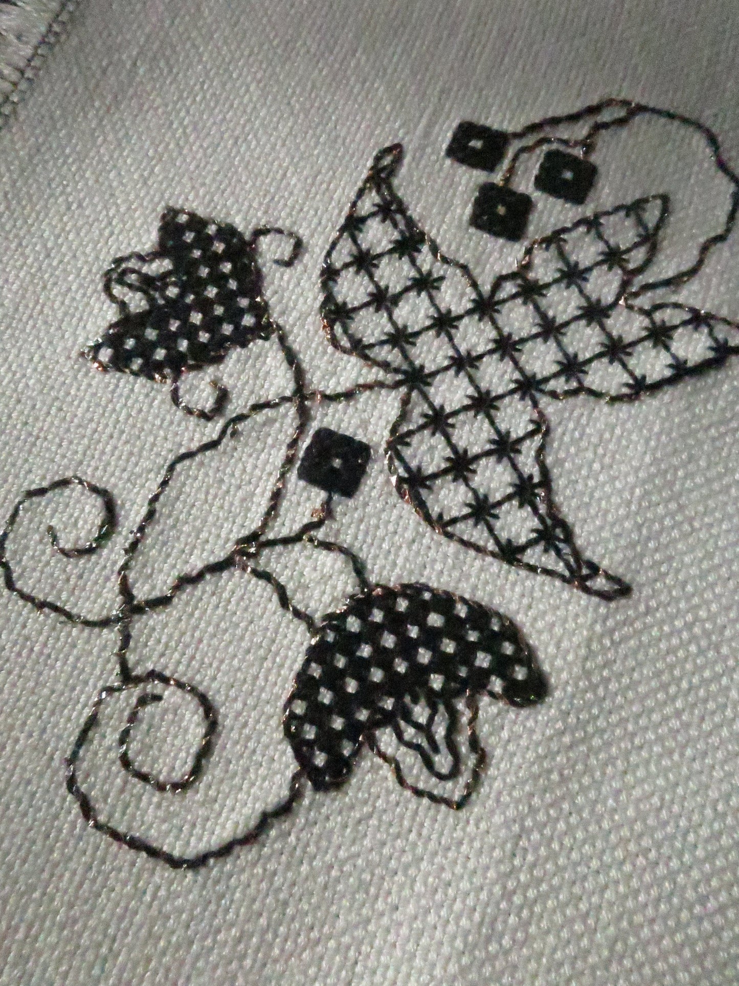 Vintage Tray Cloth- Black Work Hand Embroidery