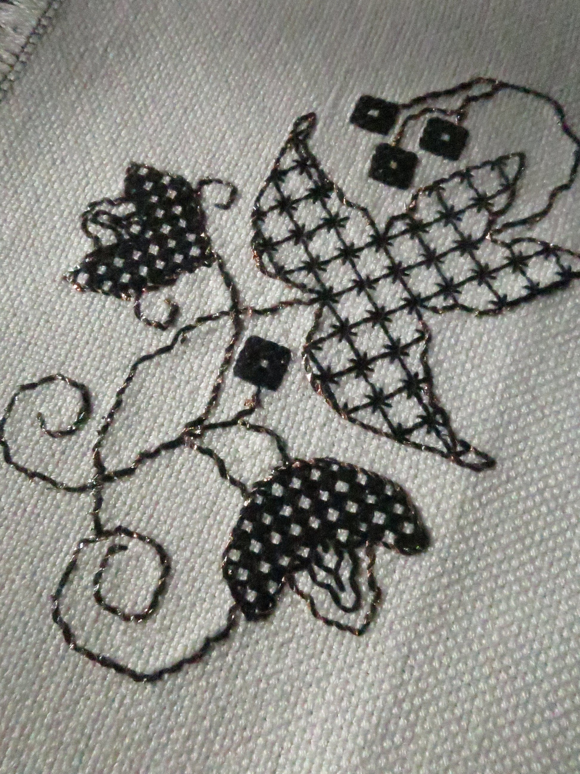Vintage Tray Cloth- Black Work Hand Embroidery