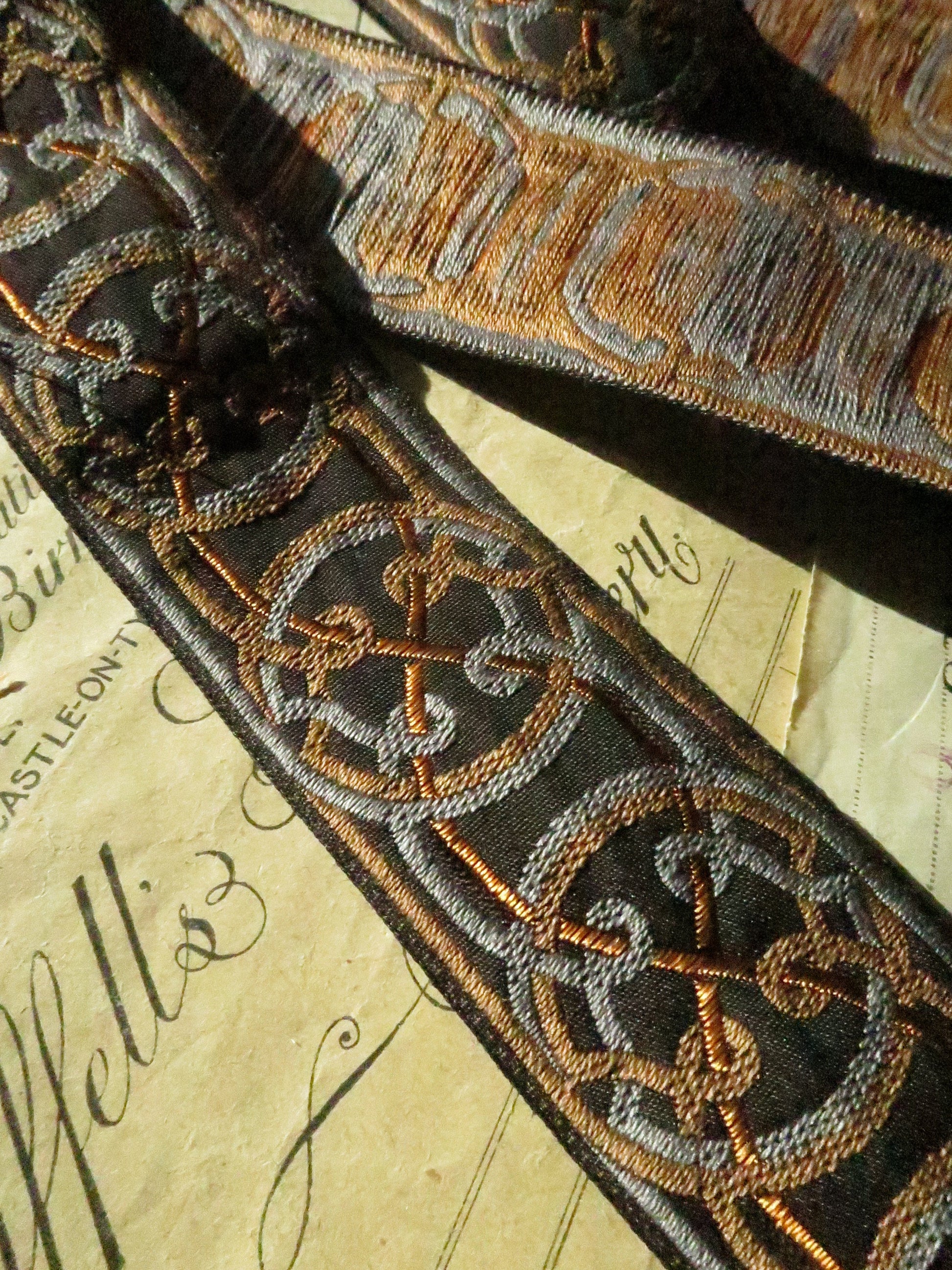 Celtic Knots 32 mm Jacquard Woven Ribbon- Black