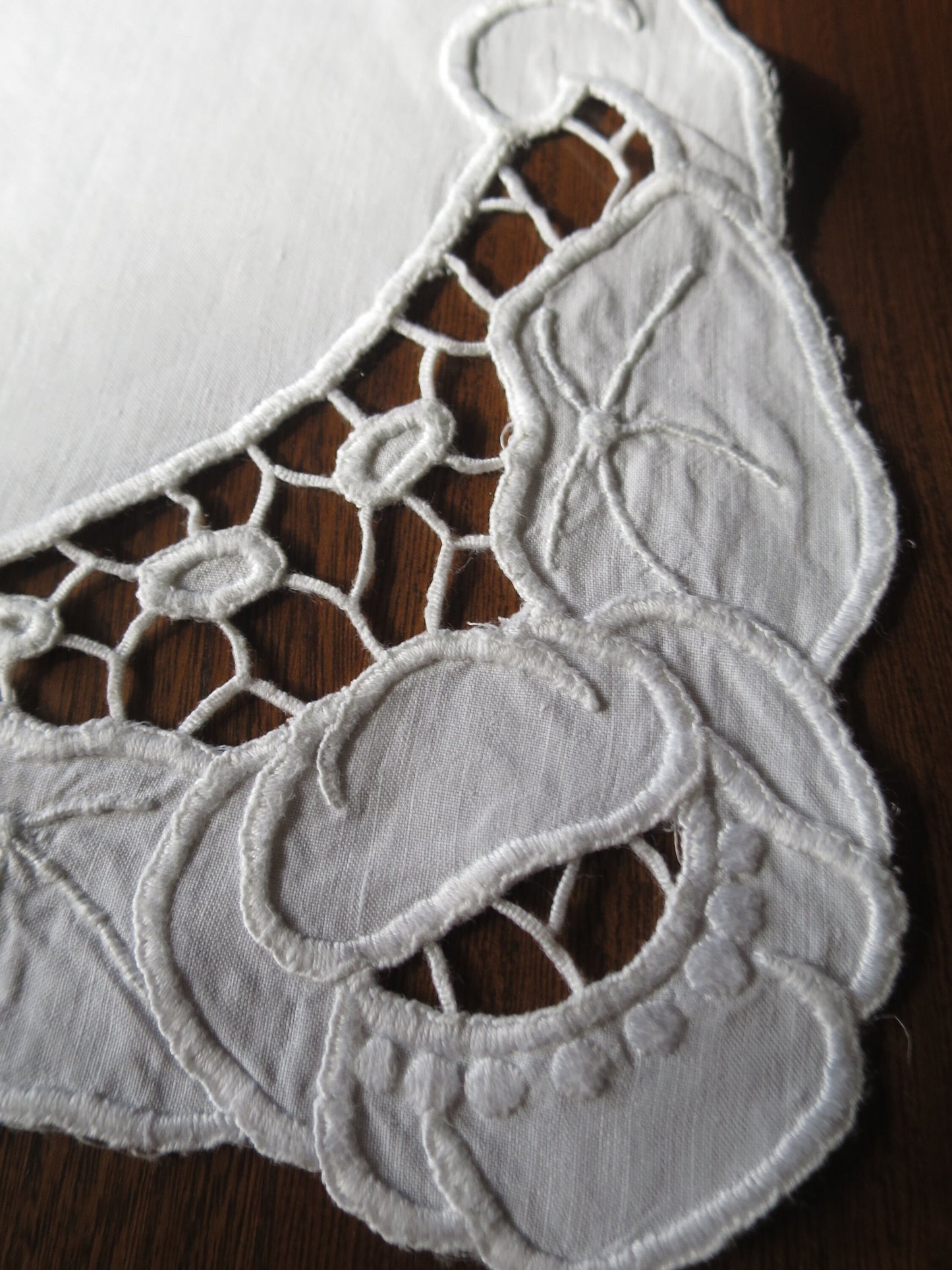 Antique Edwardian Irish Linen Tea Cosy- Whitework Cutwork Hand Embroidery