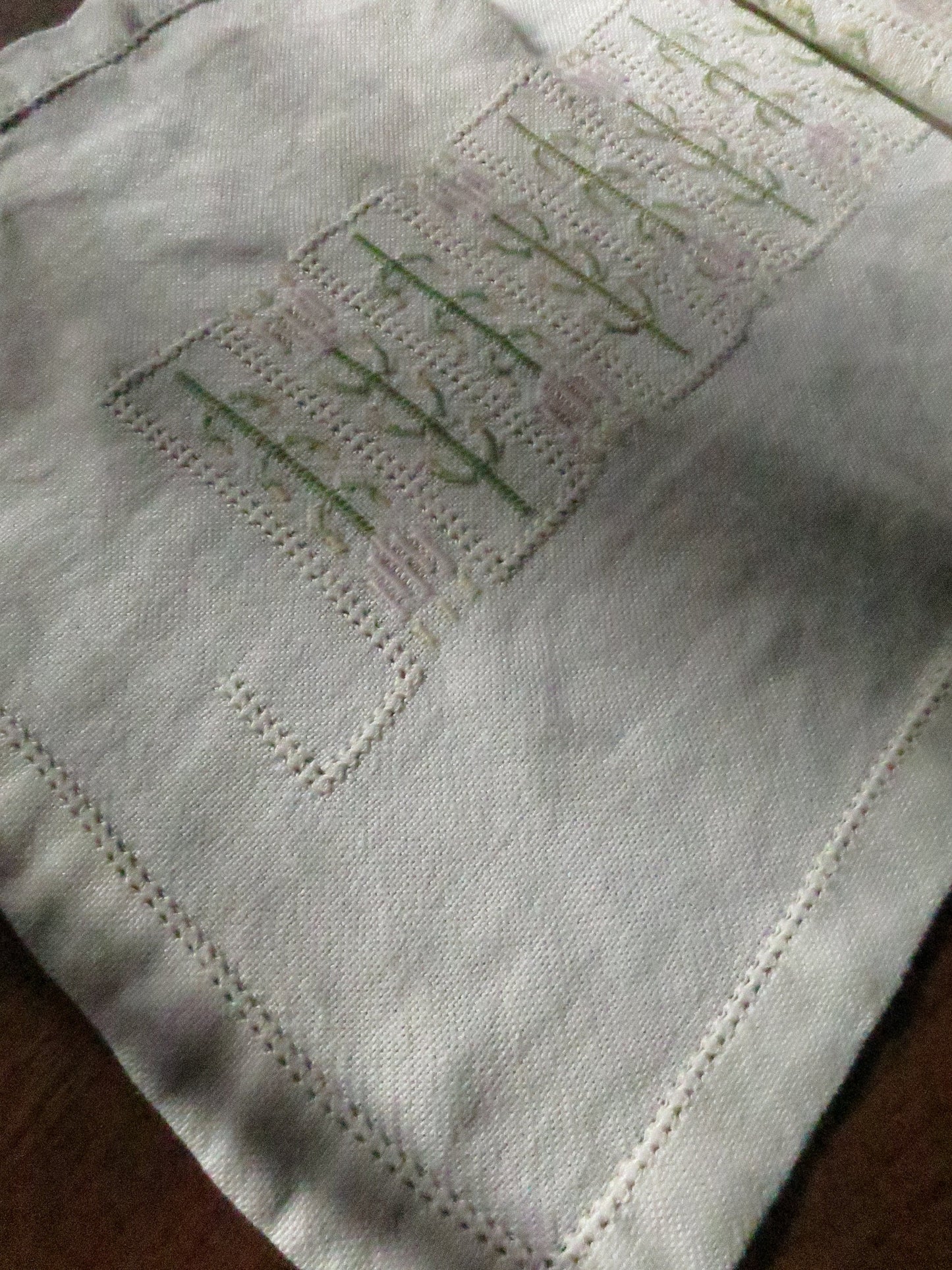 Vintage Table Runner- Pastel Cross Stitch Hand Embroidery