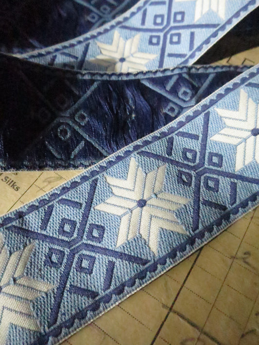 Nordic Stars 40 mm Jacquard Woven Ribbon- Light Blue