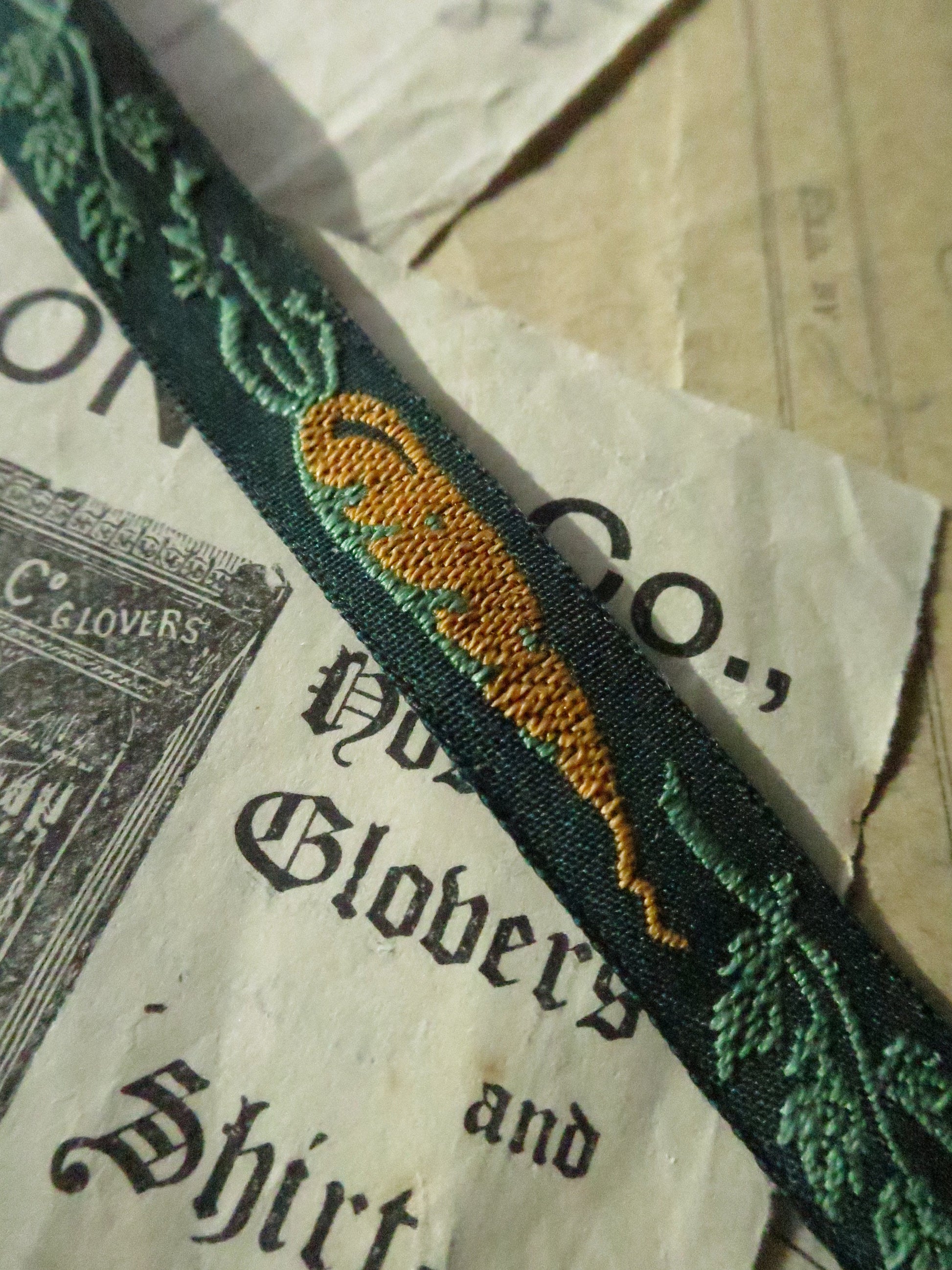 Carrots 10 mm Jacquard Woven Ribbon- Green