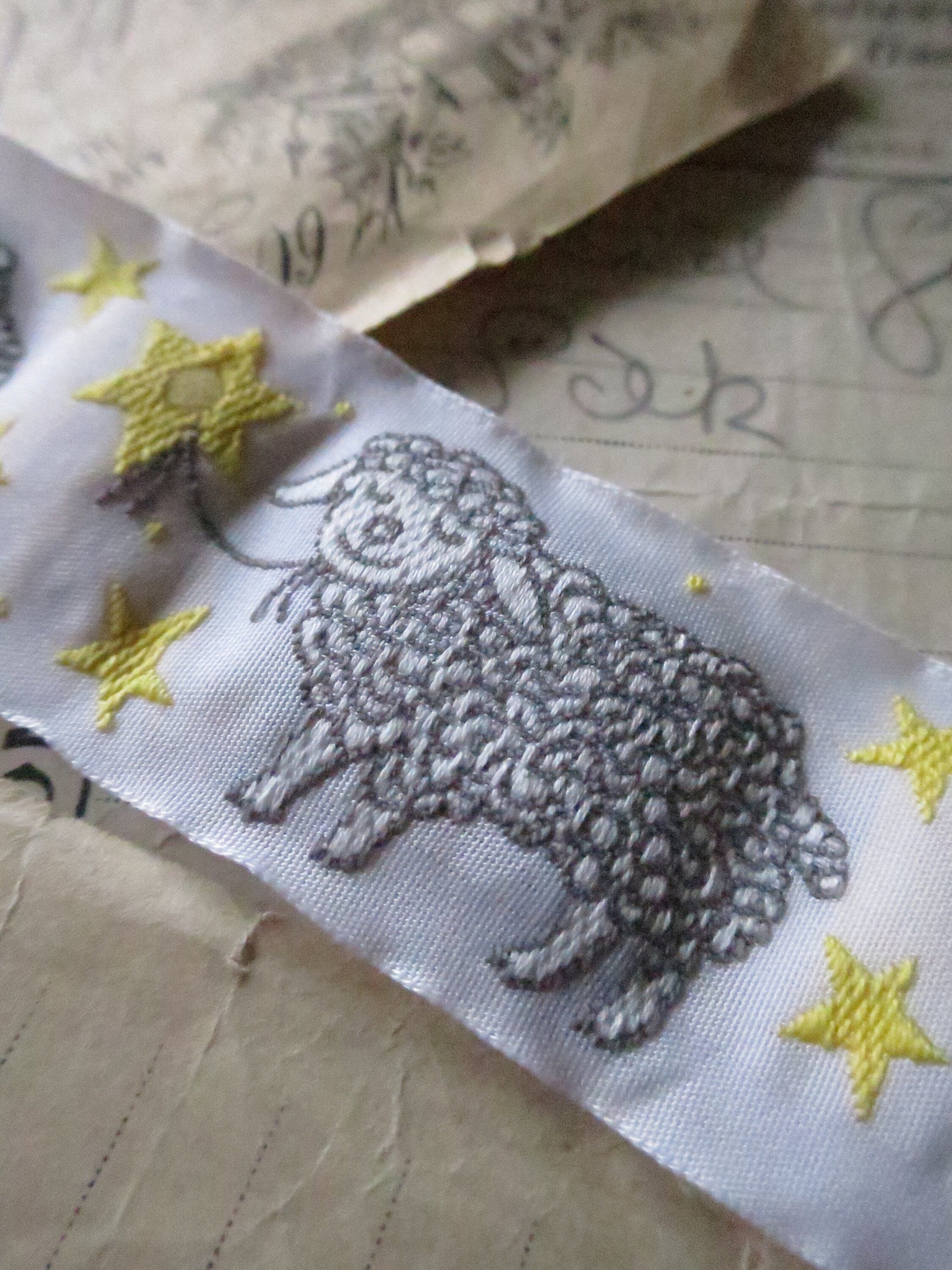 Sleepy Sheep- 32 mm Jacquard Woven Ribbon