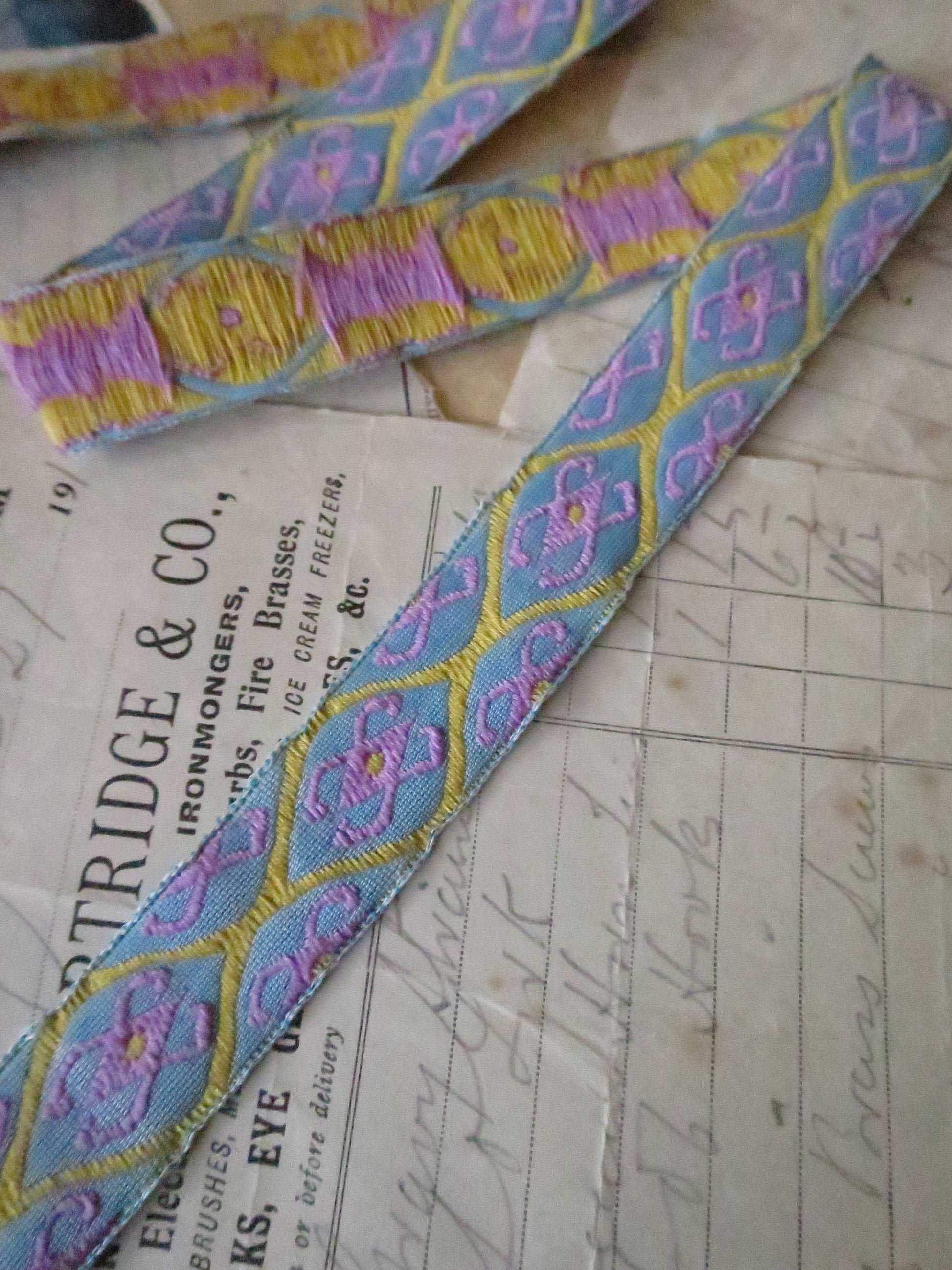 Ikat Style 18 mm Jacquard Woven Ribbon- Brights
