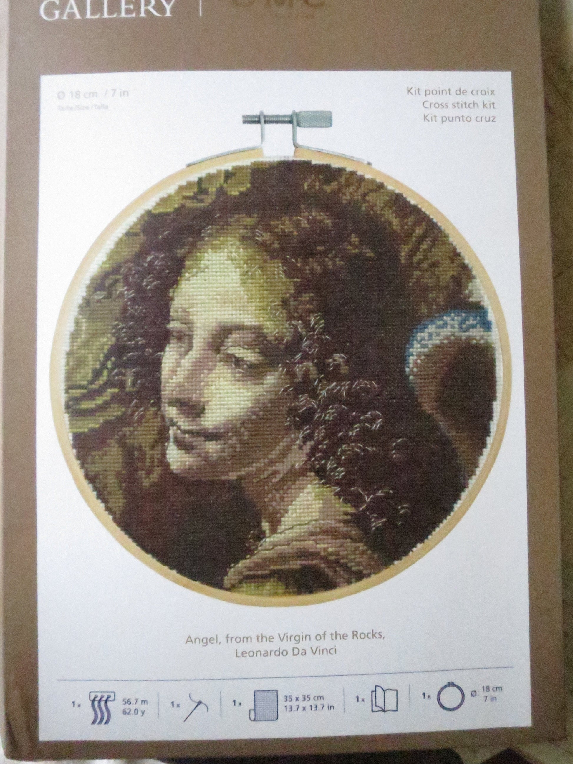The National Gallery 'Angel from the Virgin on the Rocks' Leonardo Da Vinci- Cross Stitch Embroidery Kit
