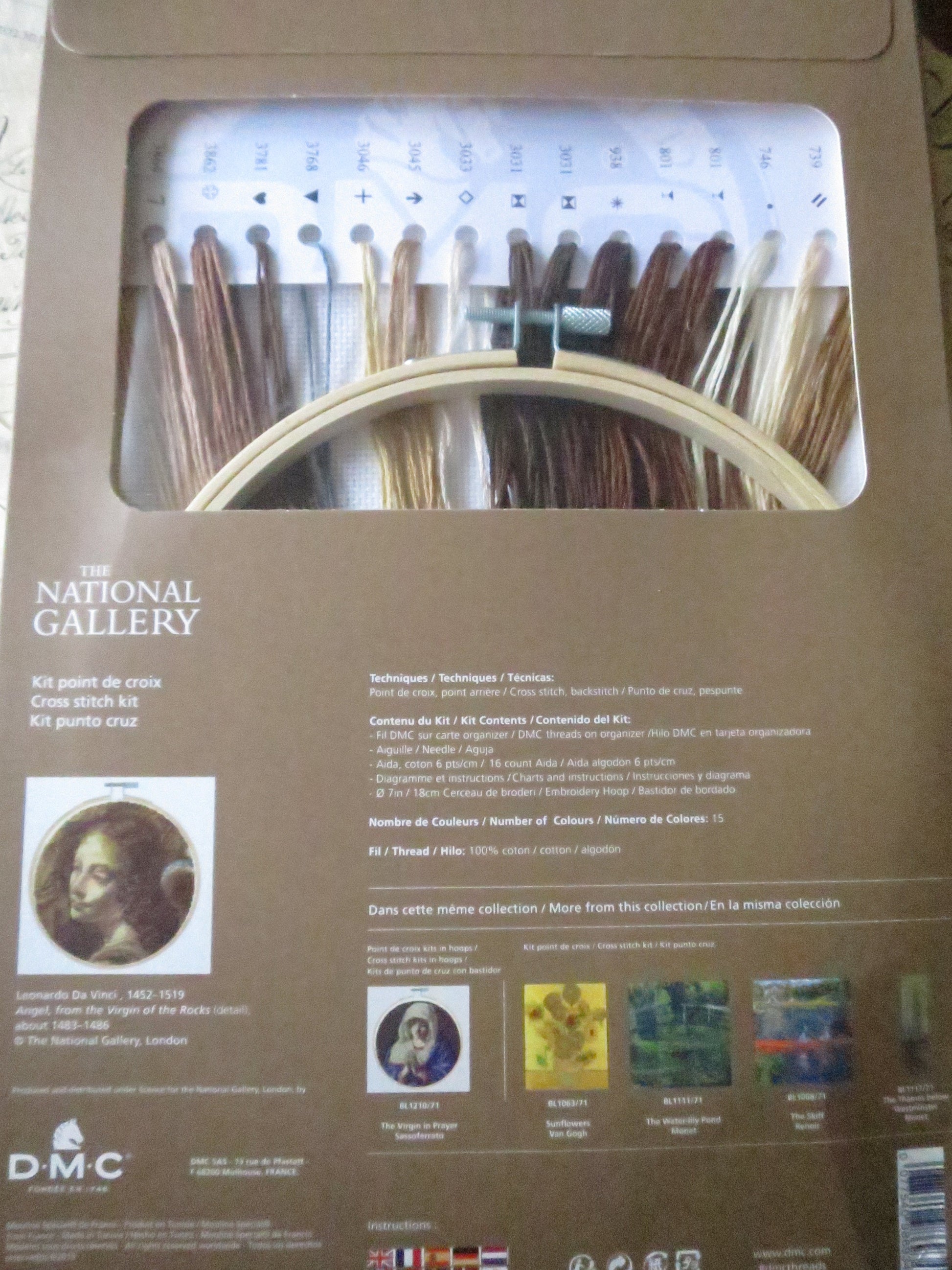 The National Gallery 'Angel from the Virgin on the Rocks' Leonardo Da Vinci- Cross Stitch Embroidery Kit