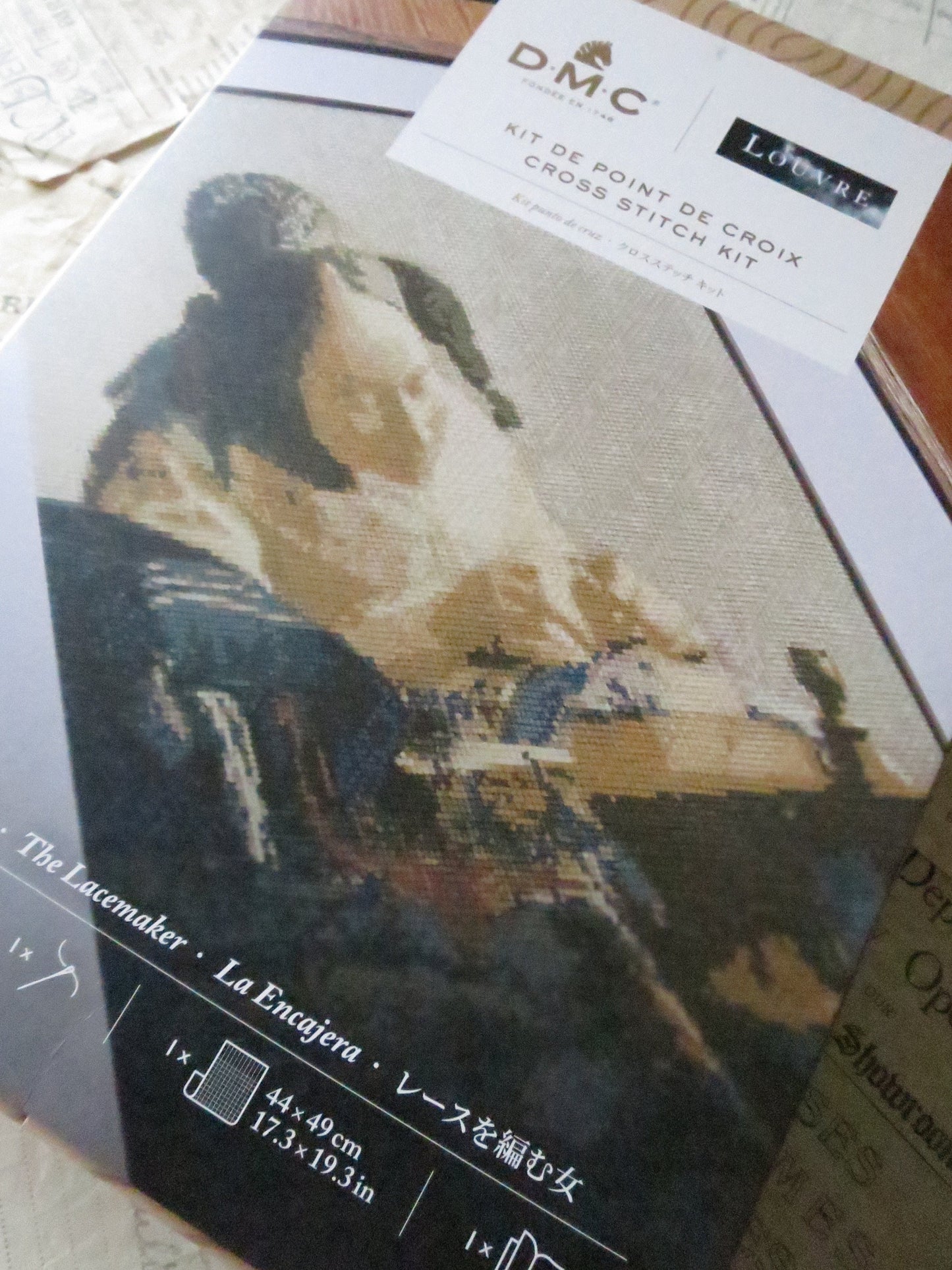 The Louvre The Lacemaker Johannes Vemeer Cross Stitch Embroidery Kit