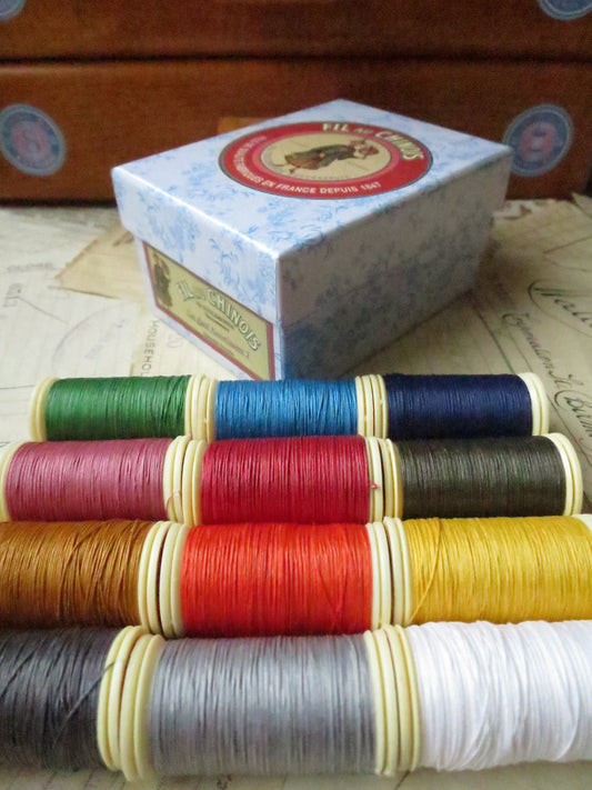 Sajou Boxed Set 12 Fil au Lin Glace Waxed Linen Thread- No.2 Bright Tones