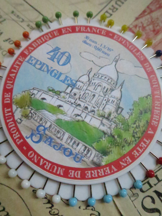 Sajou Rosette 40 Murano Glass Dress Making Pins- Sacre Coeur