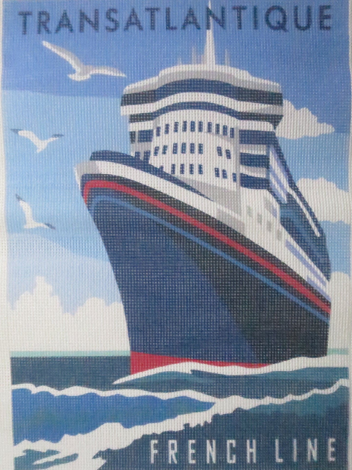 DMC Transatlantique Vintage Travel Poster Printed Tapestry Canvas