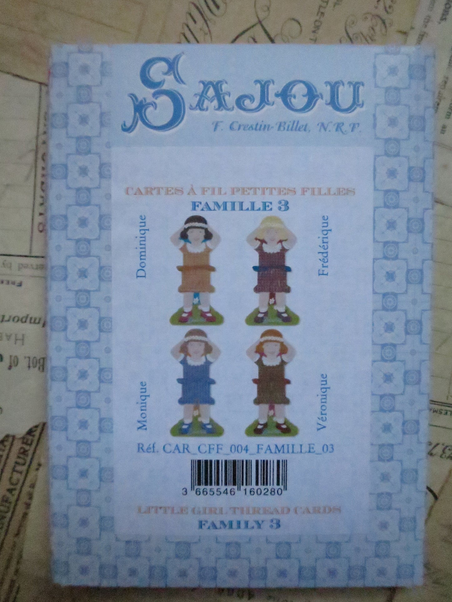 Sajou Little Girl Thread & Ribbon Cards- Family 3