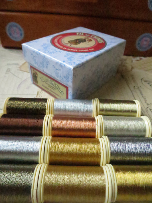 Sajou Boxed Set 12 Fil Metalise No.40 Metallic Thread- No.1 Classic Tones