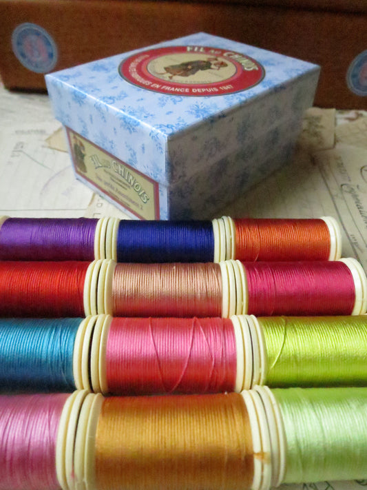 Sajou Boxed Set 12 Fil au Chinois Pure Silk Perlé Thread No.30- Set No.2 Bright Tones