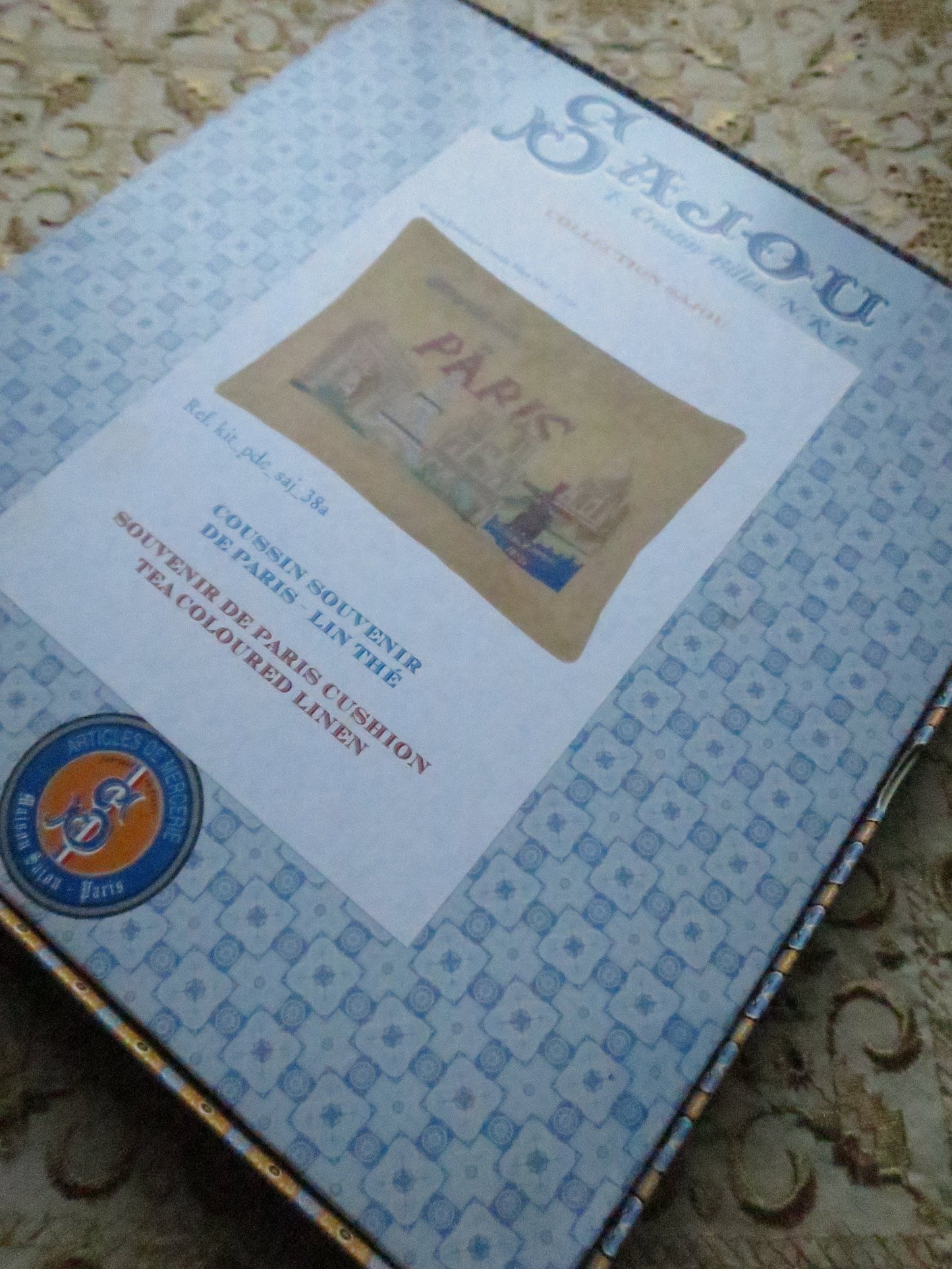Sajou Cross Stitch Cushion Kit- Paris Landmarks- Linen Fabric
