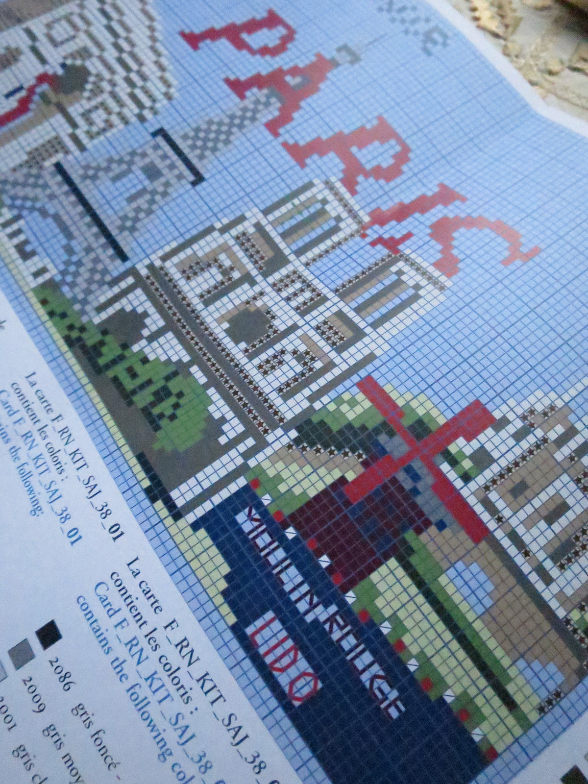 Sajou Cross Stitch Cushion Kit- Paris Landmarks- Linen Fabric