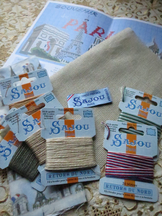 Sajou Cross Stitch Cushion Kit- Paris Landmarks- Aida Fabric