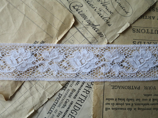 White English Nottingham Lace- Raised Floral Guipure- Insertion- 3.5 cm