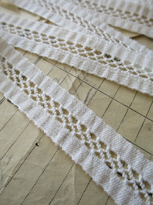 Off White English Nottingham Lace- Faggoting Insertion- 1.7 cm